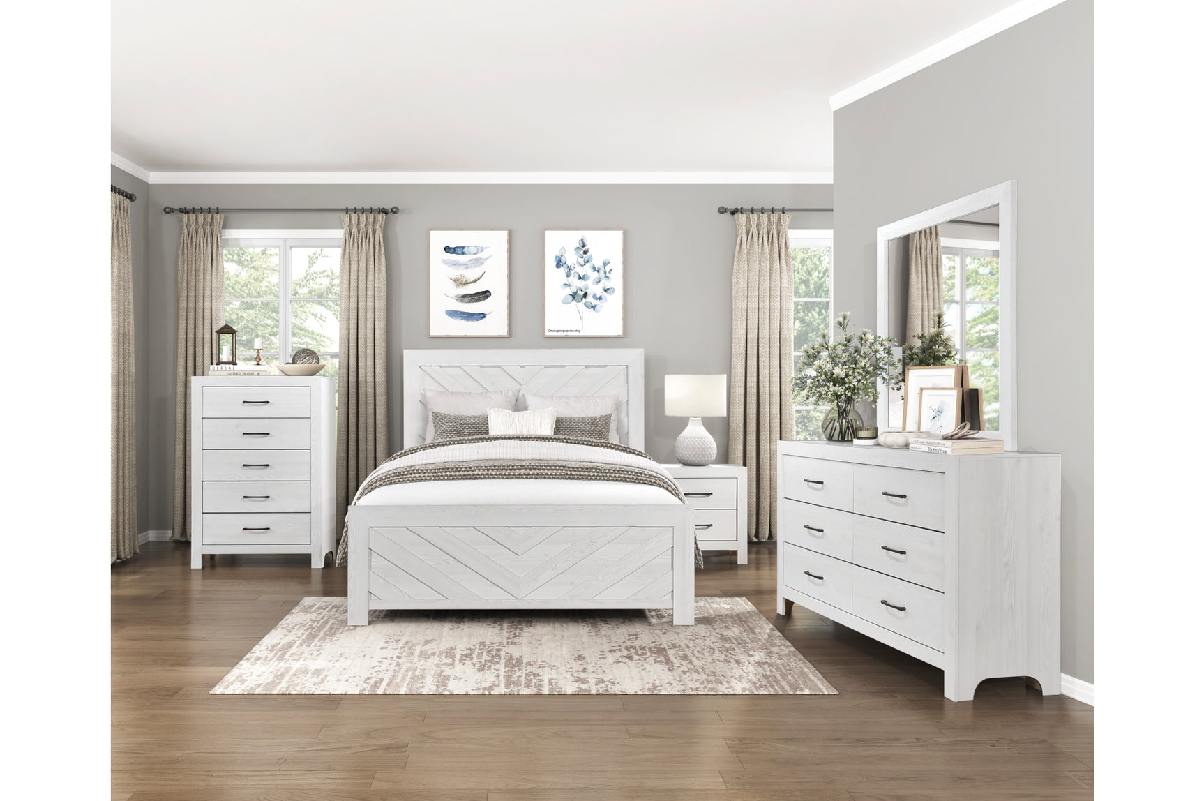 Corbin Rustic White Panel Bedroom Set side bed view