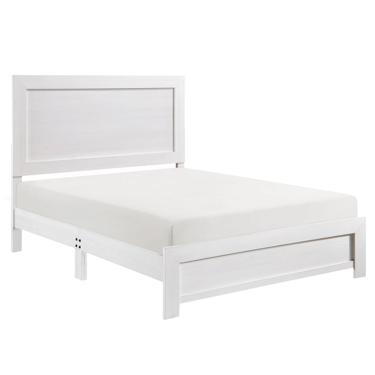 Side view of Tereza White Queen Panel Bed