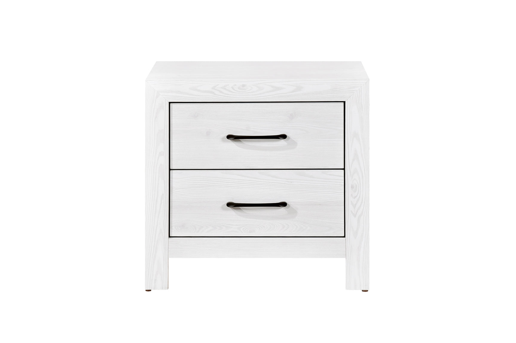 Corbin White Panel Bedroom Set nightstand and dresser side angle