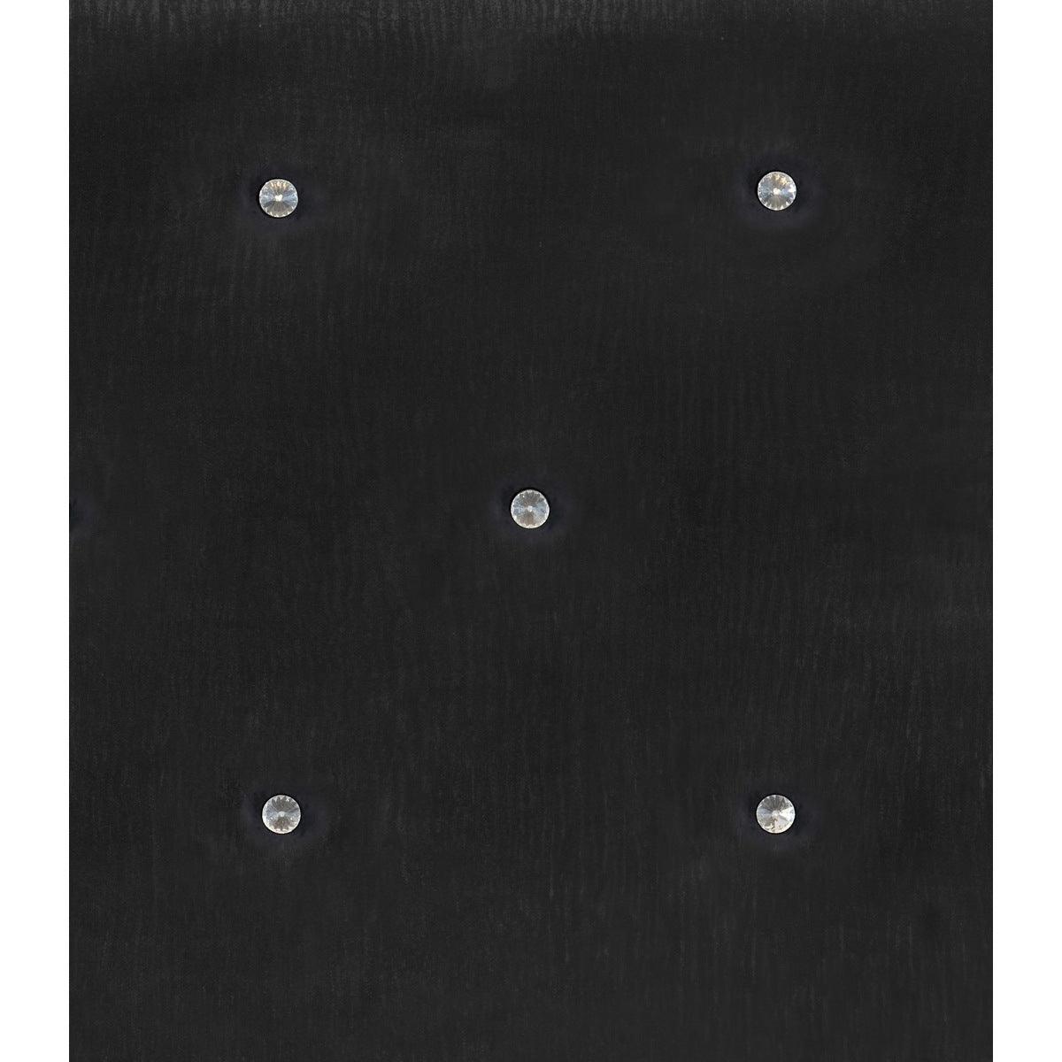 Salon Black Glamour Wood And Engineered Wood Faux Leather Upholstered Tufted LED Queen Panel Bed - fabric texture closeup