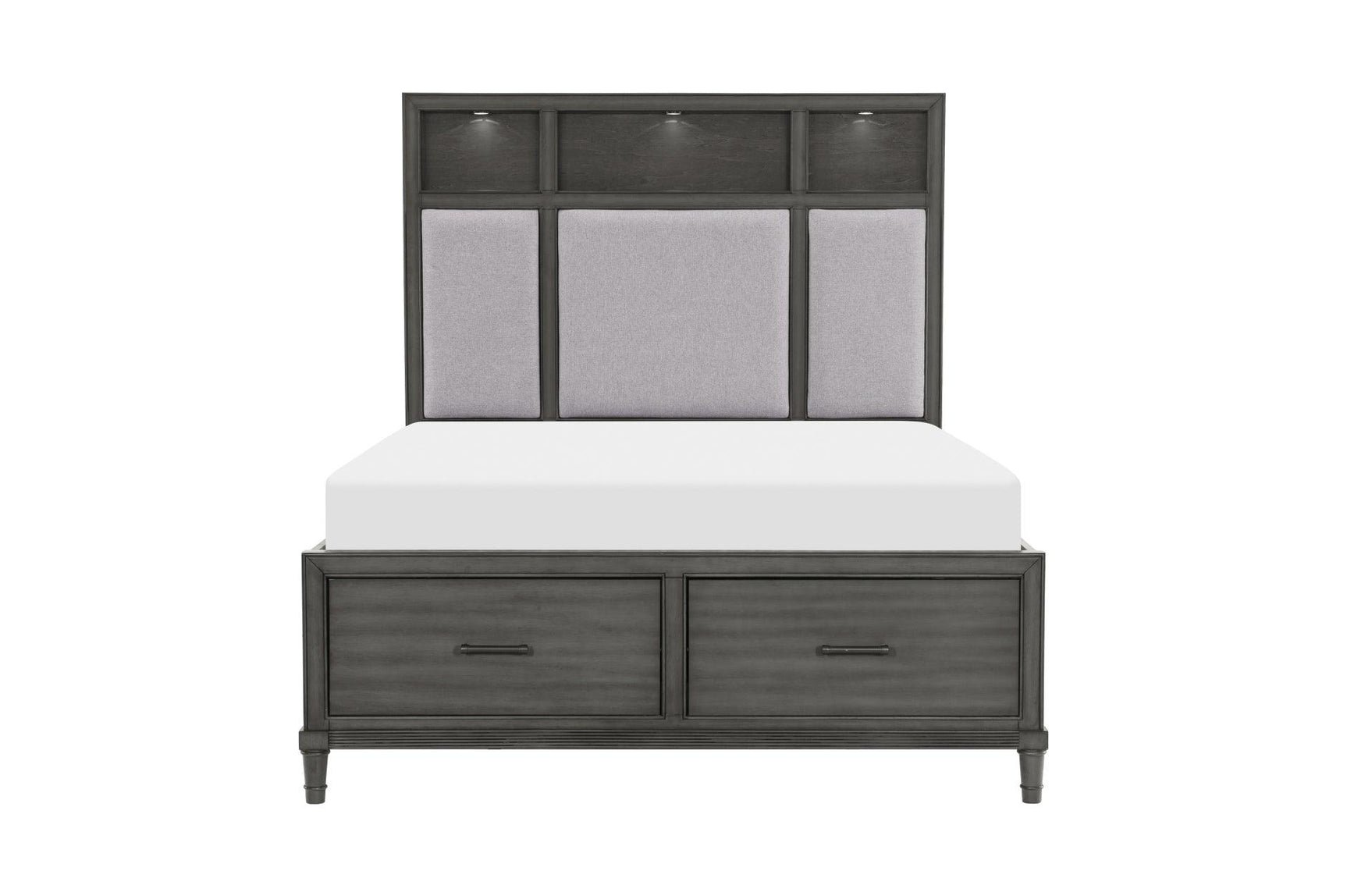 Bedroom view featuring Wittenberry Gray Fabric Storage Bedroom Set bed
