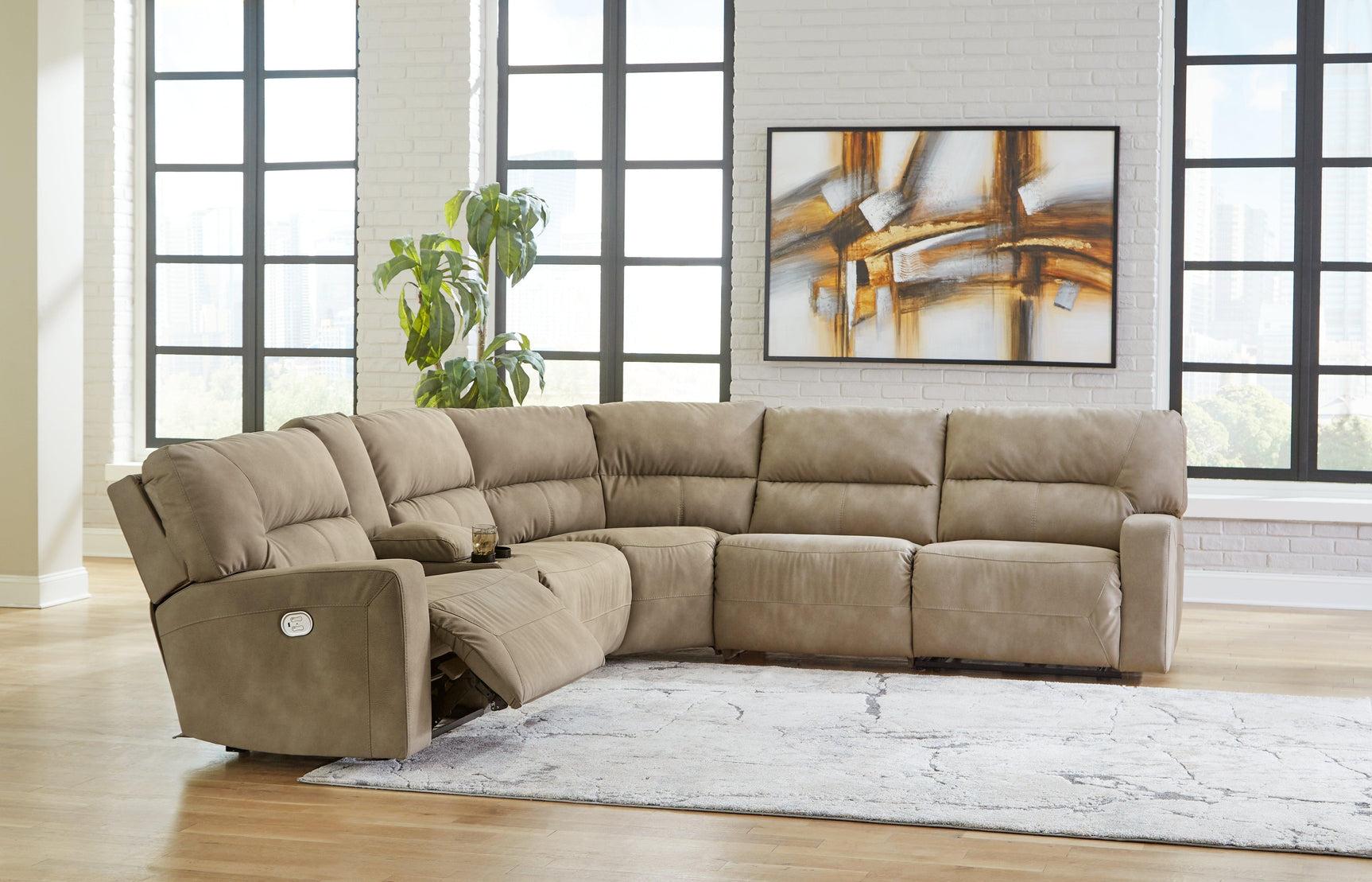 Next-Gen DuraPella Sand 6-Piece Power Reclining Sectional sofa view