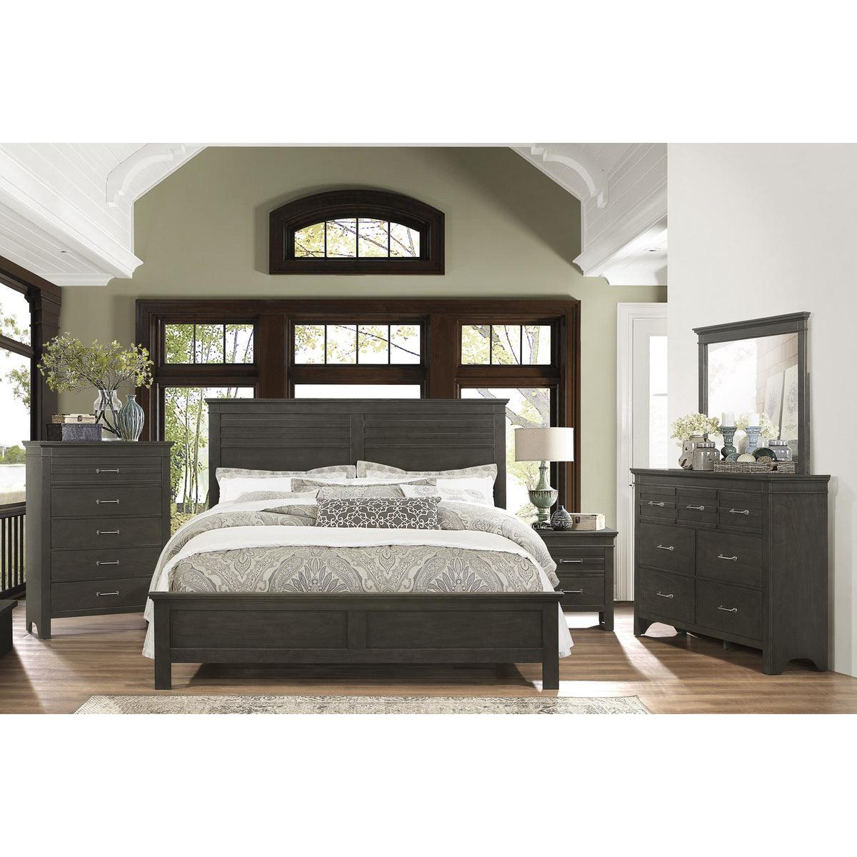 Blaire Farm Full Bed footboard detail in charcoal gray