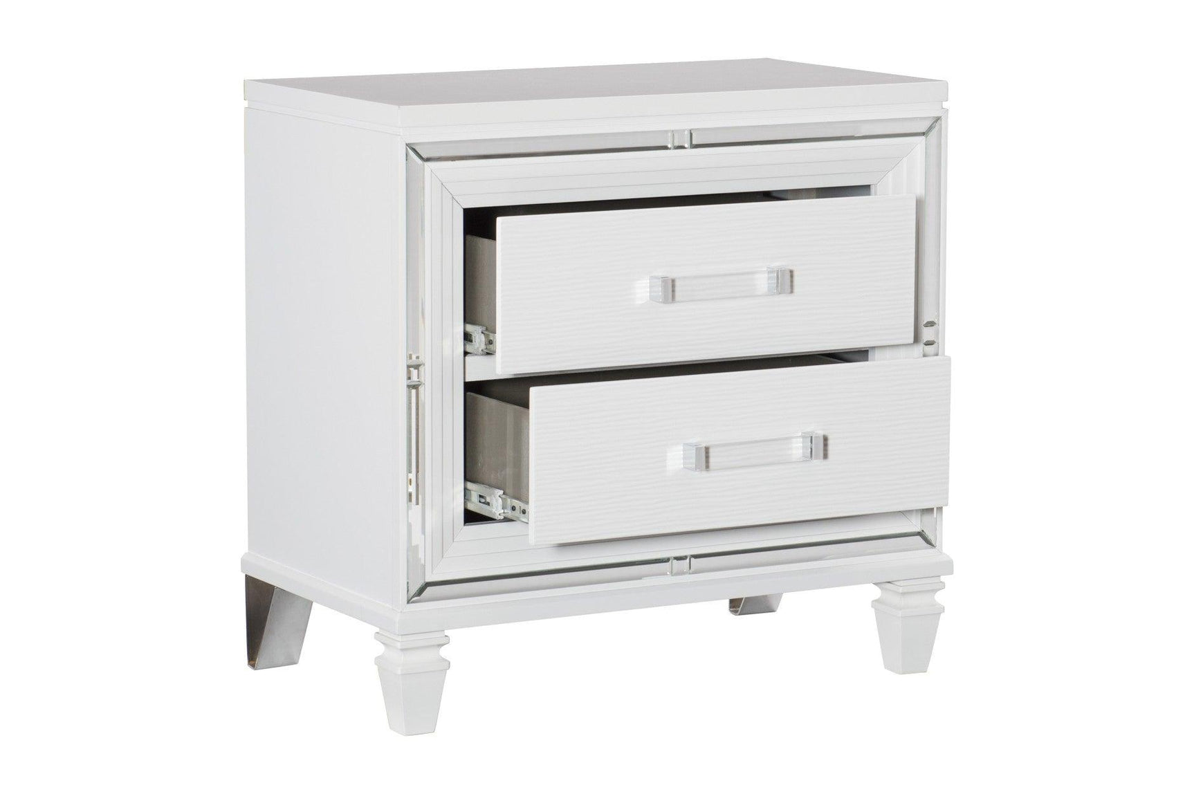 open storage compartment on Tamsin White platform bed