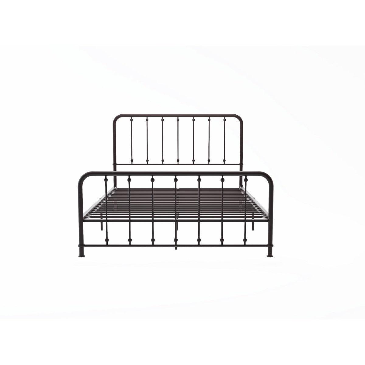 Larkspur Dark Bronze Full Platform Bed metal frame detail front