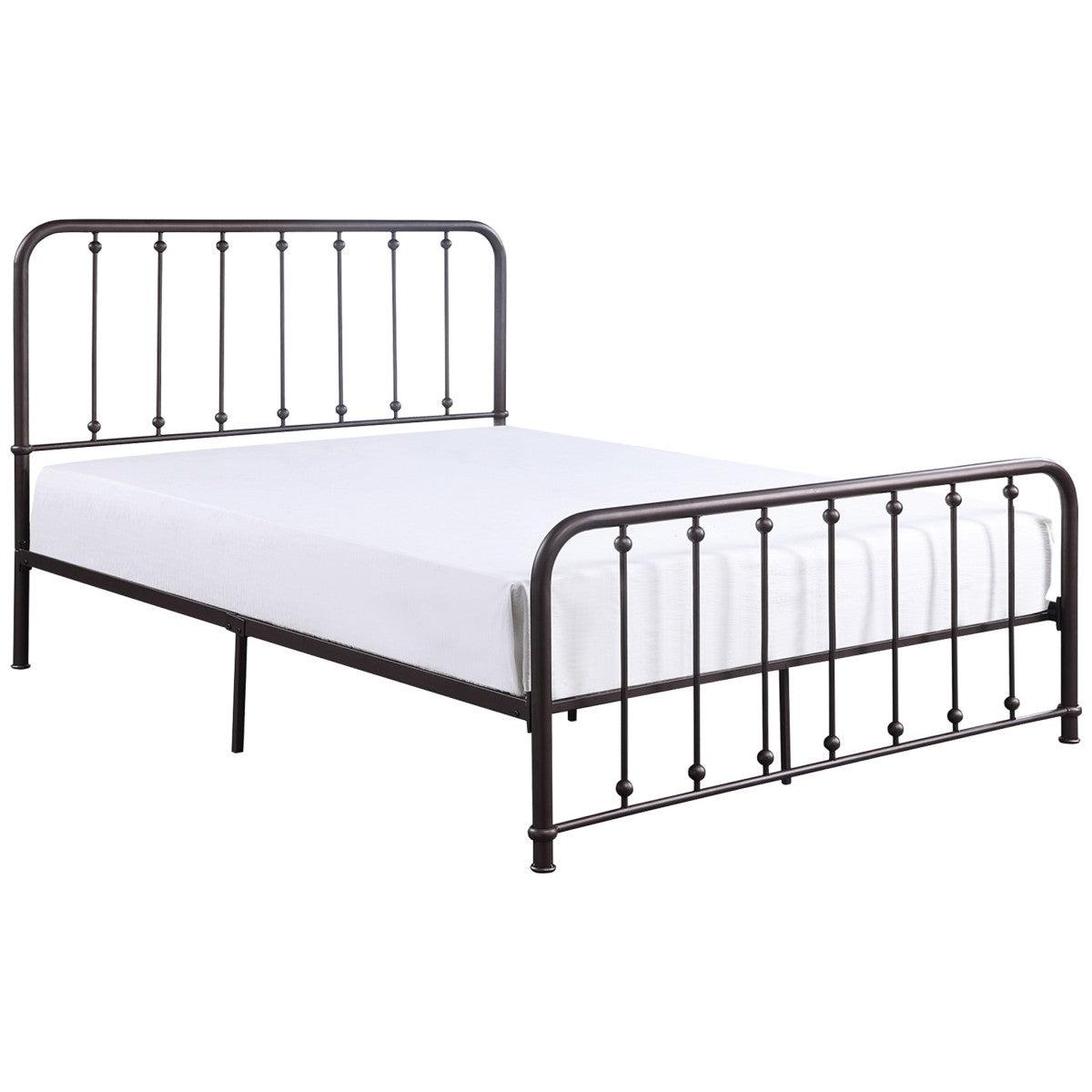 Angled front view of Larkspur youth queen platform bed with vintage details