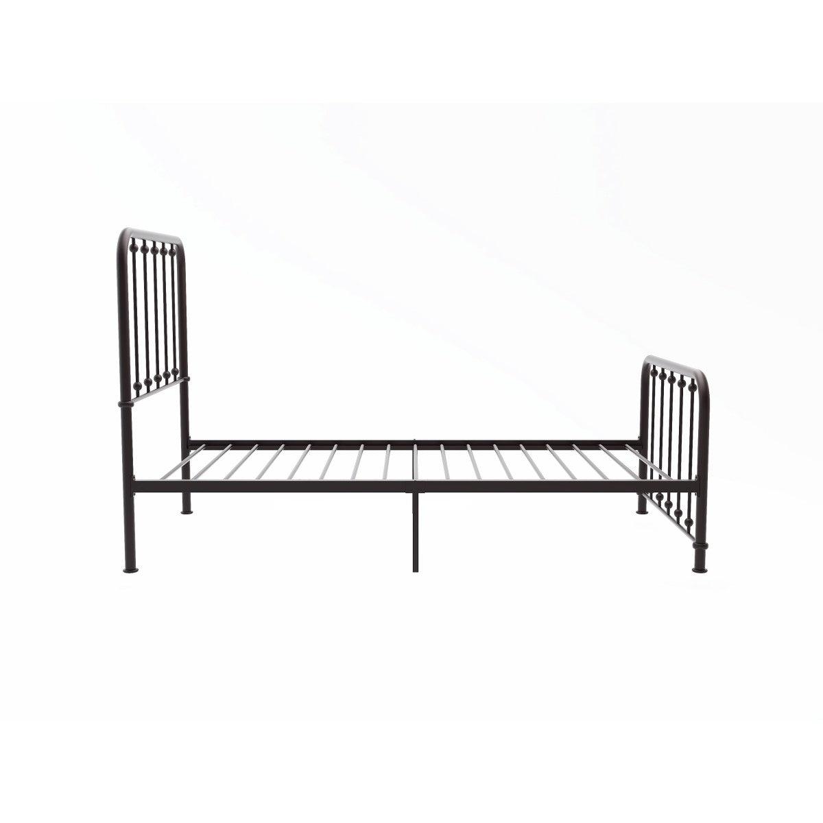 Larkspur Dark Bronze Metal Twin Platform Bed angled front 3D