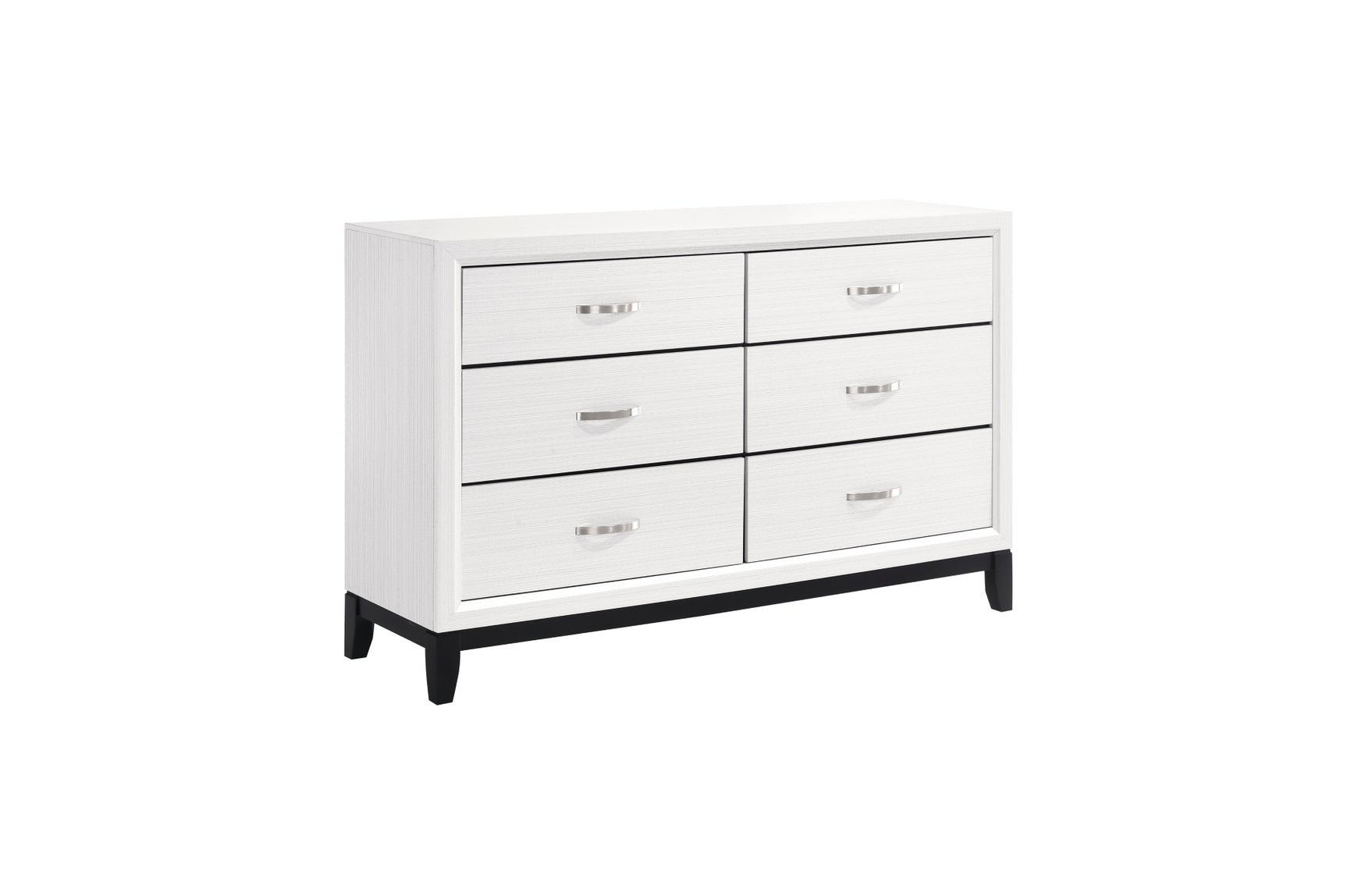 bedroom view of Davi White Panel Bedroom Set bed