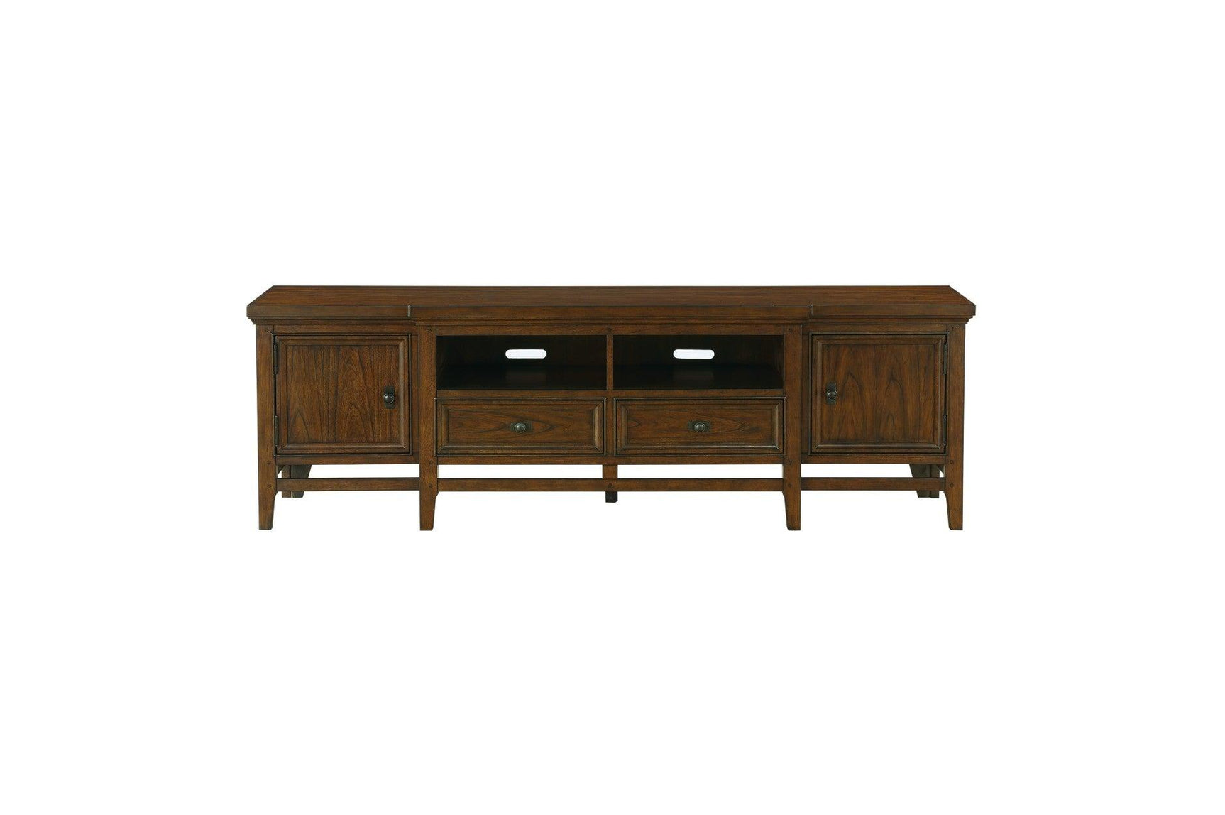 Frazier Park TV Stand open compartment with media devices