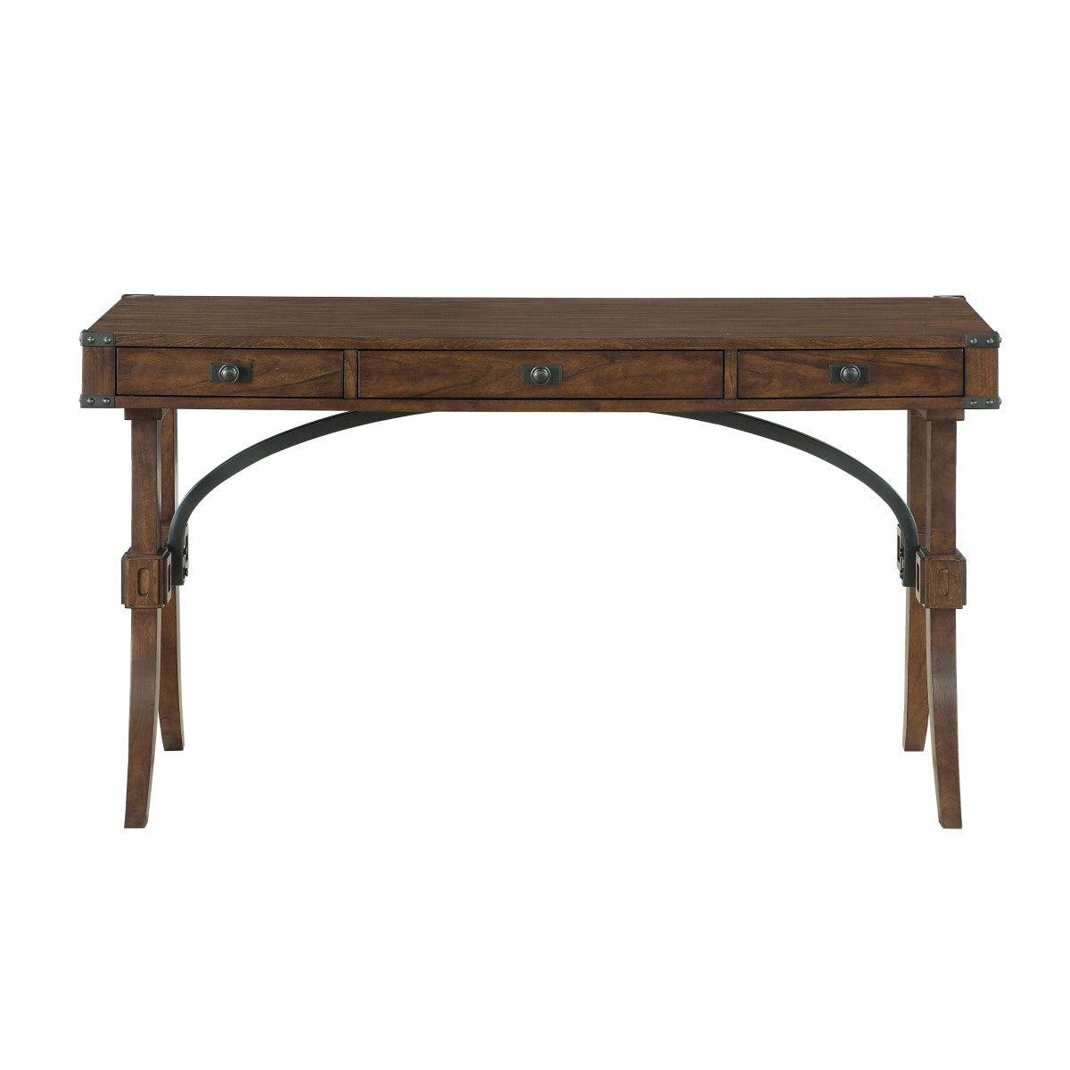 Frazier Park Writing Desk Brown Cherry Finish Front Angle