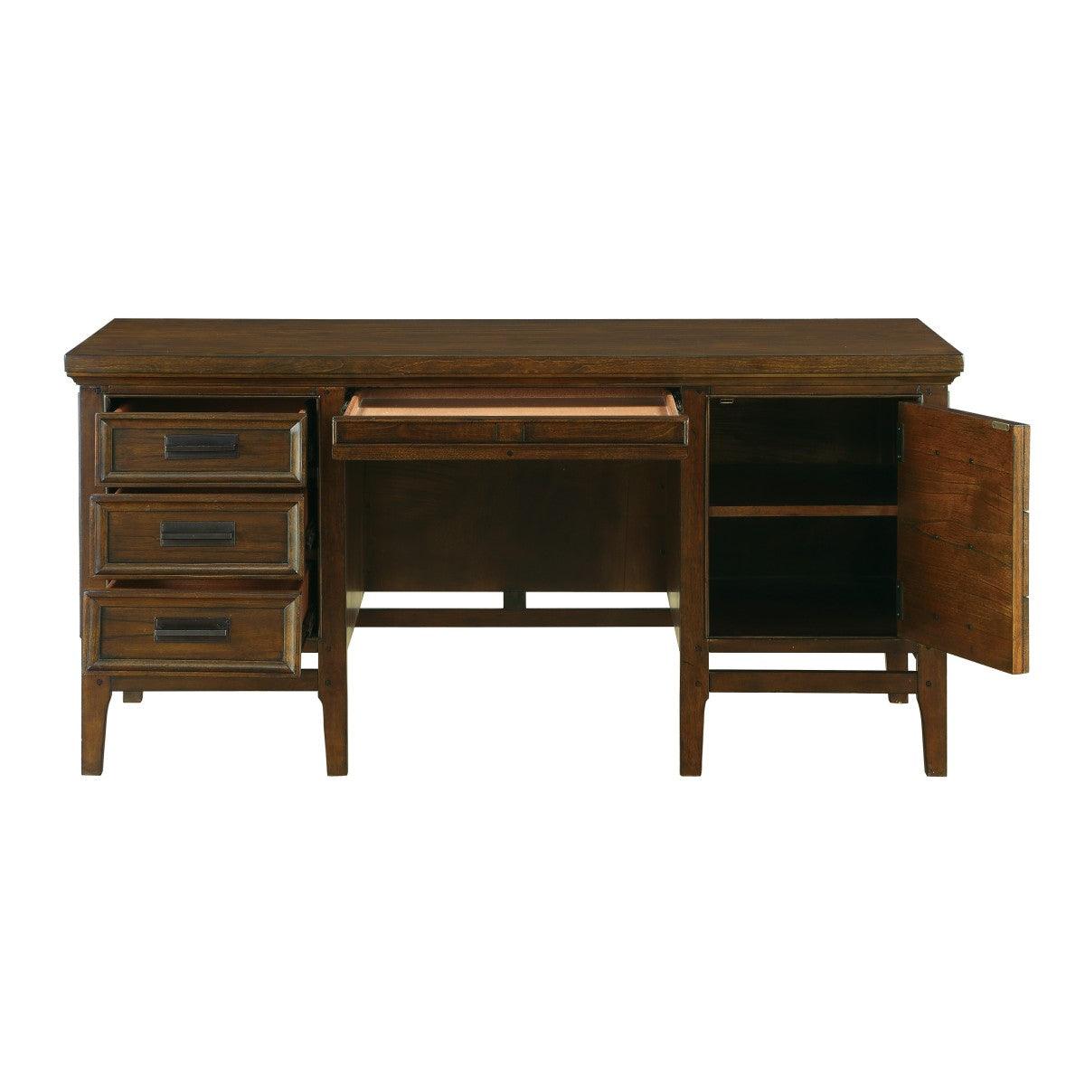 Open desk drawer showing storage space
