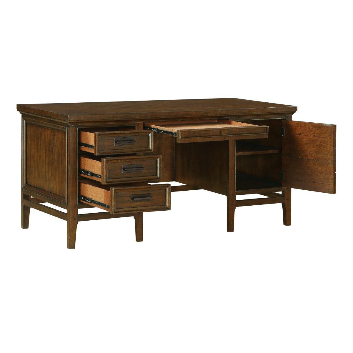 Open door revealing interior shelves of Frazier Park Executive Desk