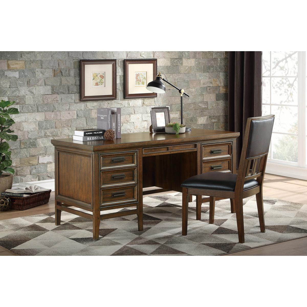 Desk styled in an office setting featuring Frazier Park Executive Desk