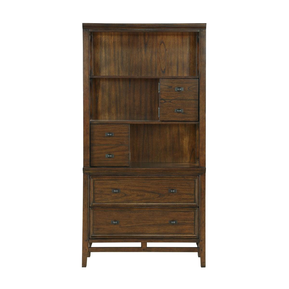 Frazier Park brown cherry finish traditional wood bookcase front view
