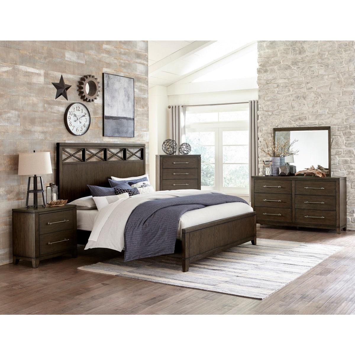 Close-up of Griggs King Bed headboard X-frame detail