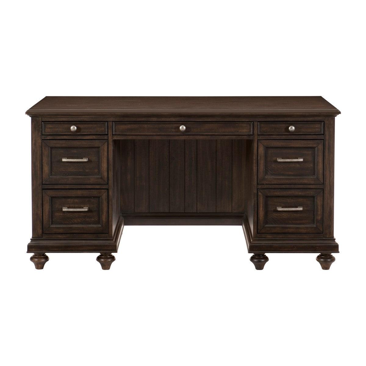 Cardano Driftwood Charcoal Traditional Acacia Veneer Wood And Engineered Wood Executive Desk - Ella Furniture