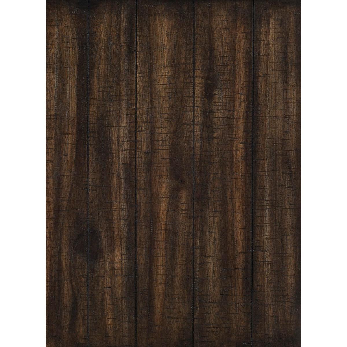 Close-up of driftwood charcoal finish on Cardano King Bed