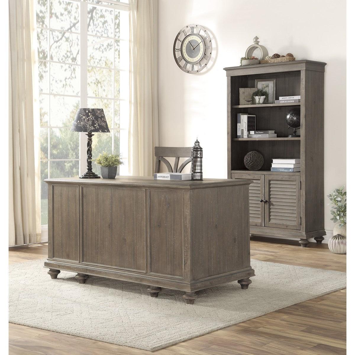 Rear view of Cardano driftwood light brown bookcase