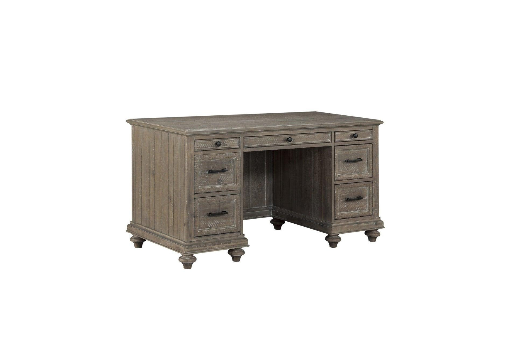 Side view showcasing drawer hardware on Cardano Desk
