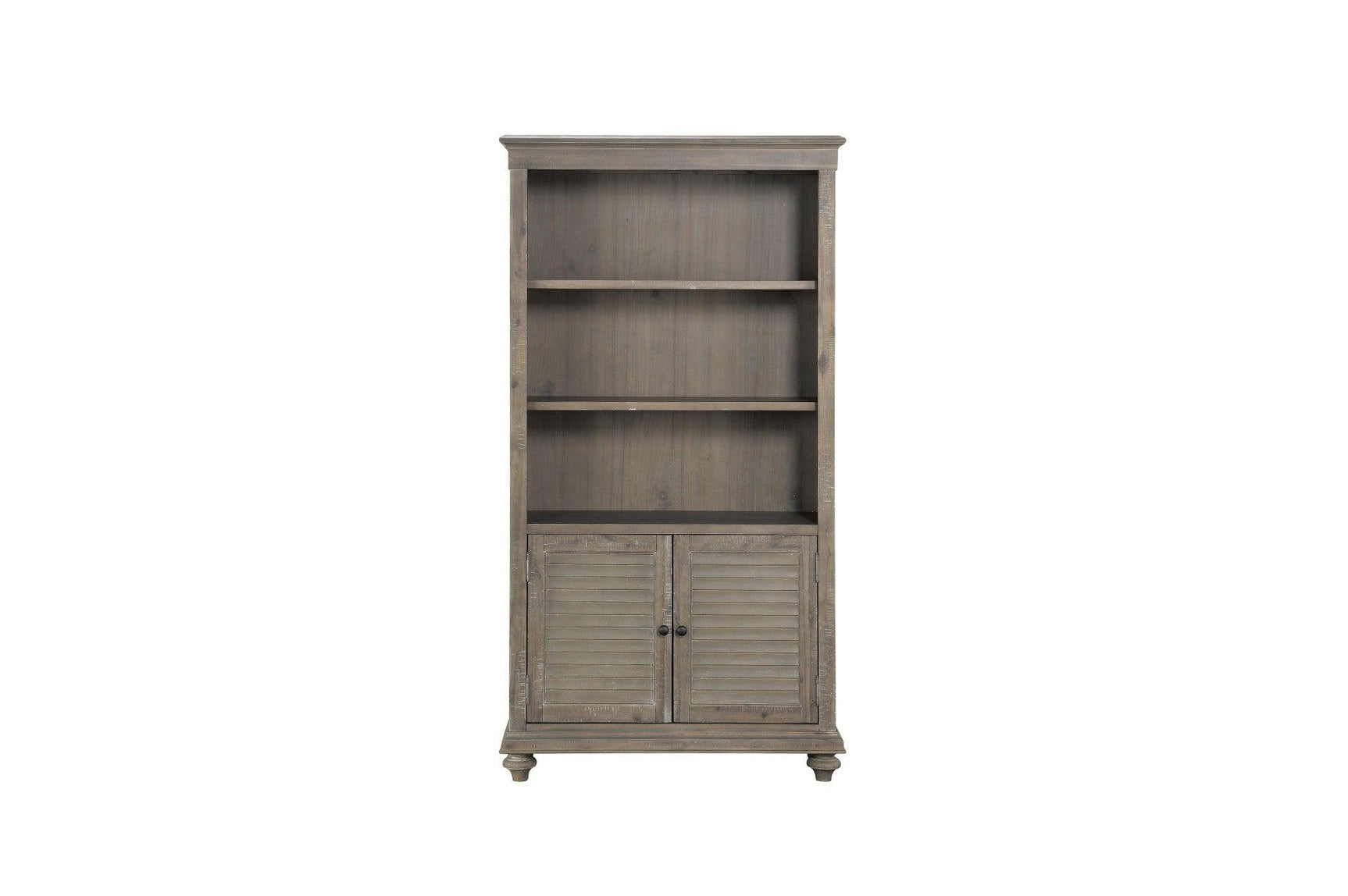 Cardano Bookcase front view in light brown acacia wood