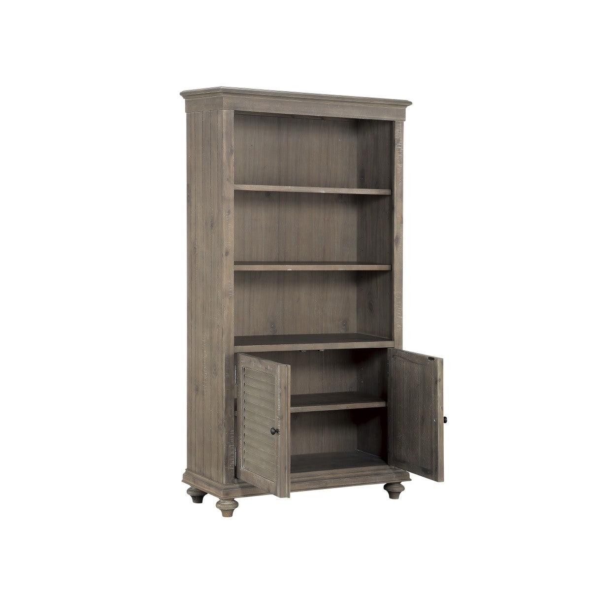Open door view of bottom storage cabinet inside Cardano bookcase