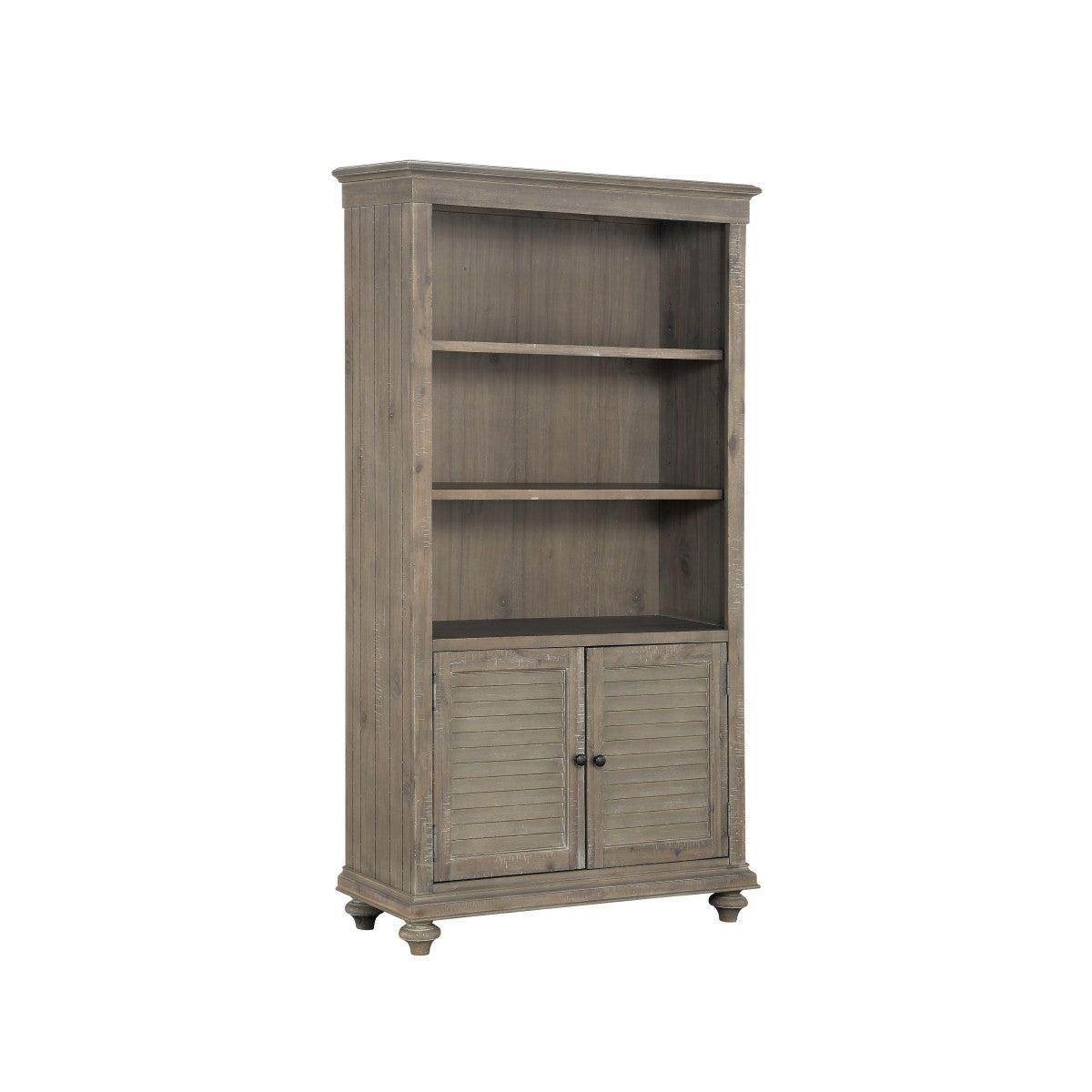 Side view of Cardano driftwood light brown acacia veneer bookcase