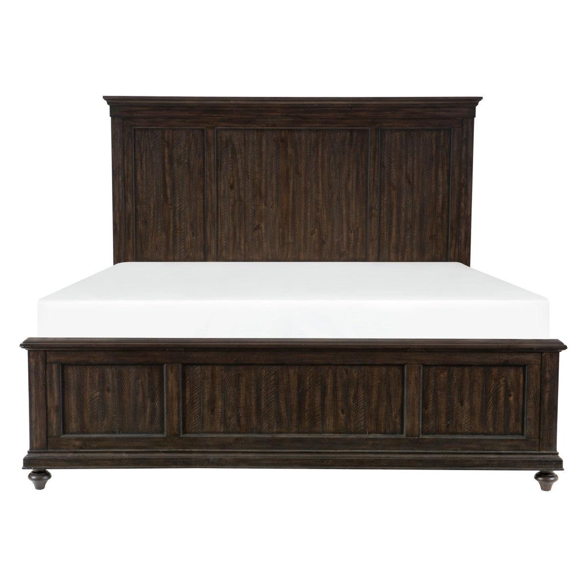 Cardano Driftwood Charcoal King Panel Bed front angle