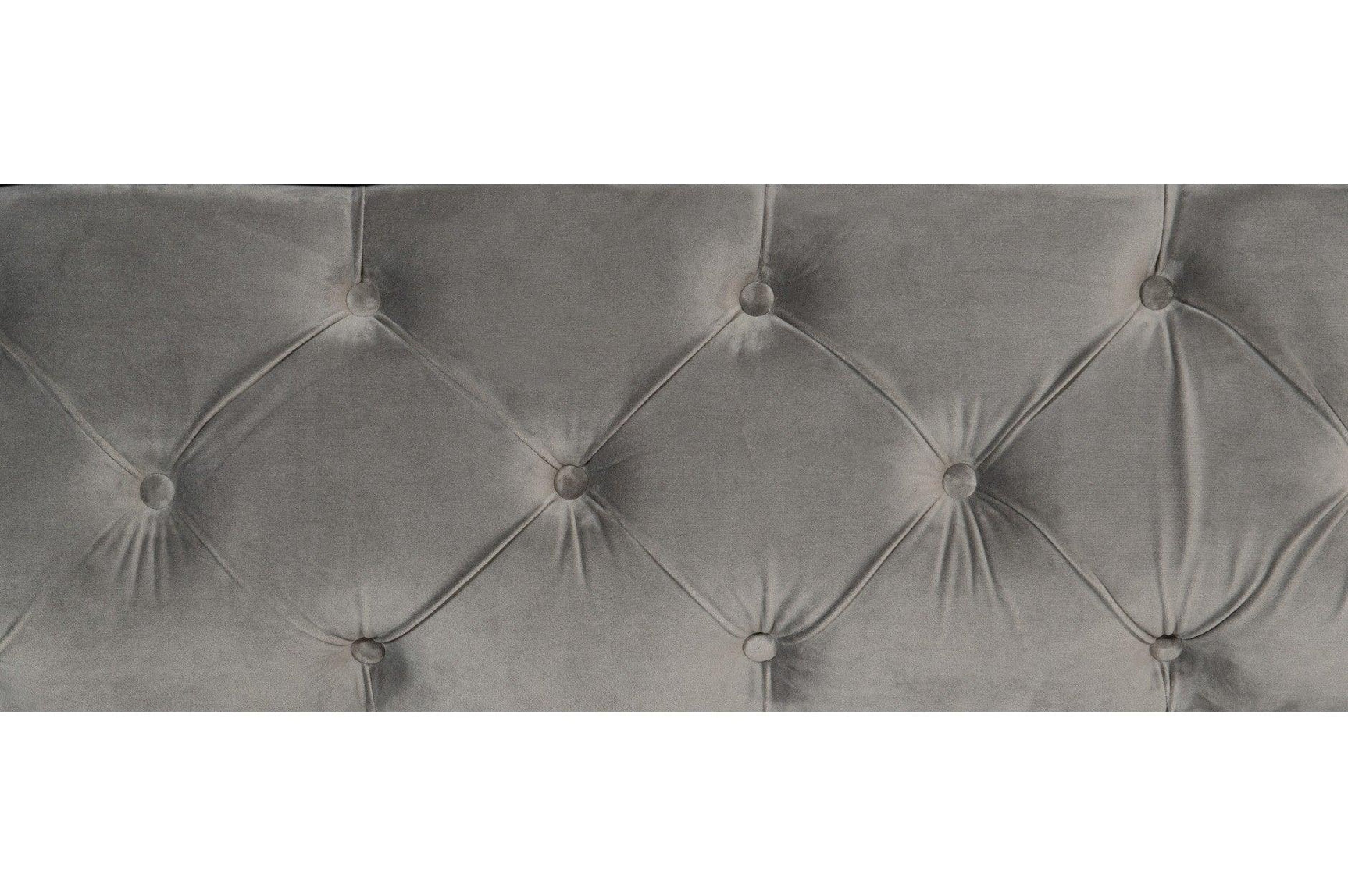 textured gray velvet fabric on Rachelle bed upholstery