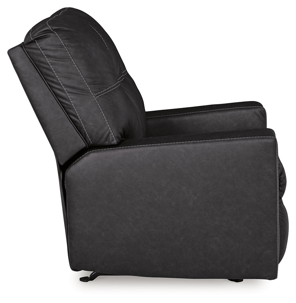 Barlin Mills Carbon Faux Leather Recliner side angle