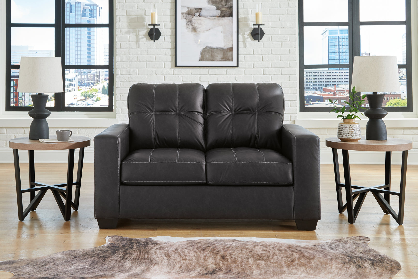 Barlin Carbon Mills 3-piece reclining sofa set in carbon gray, sofa view