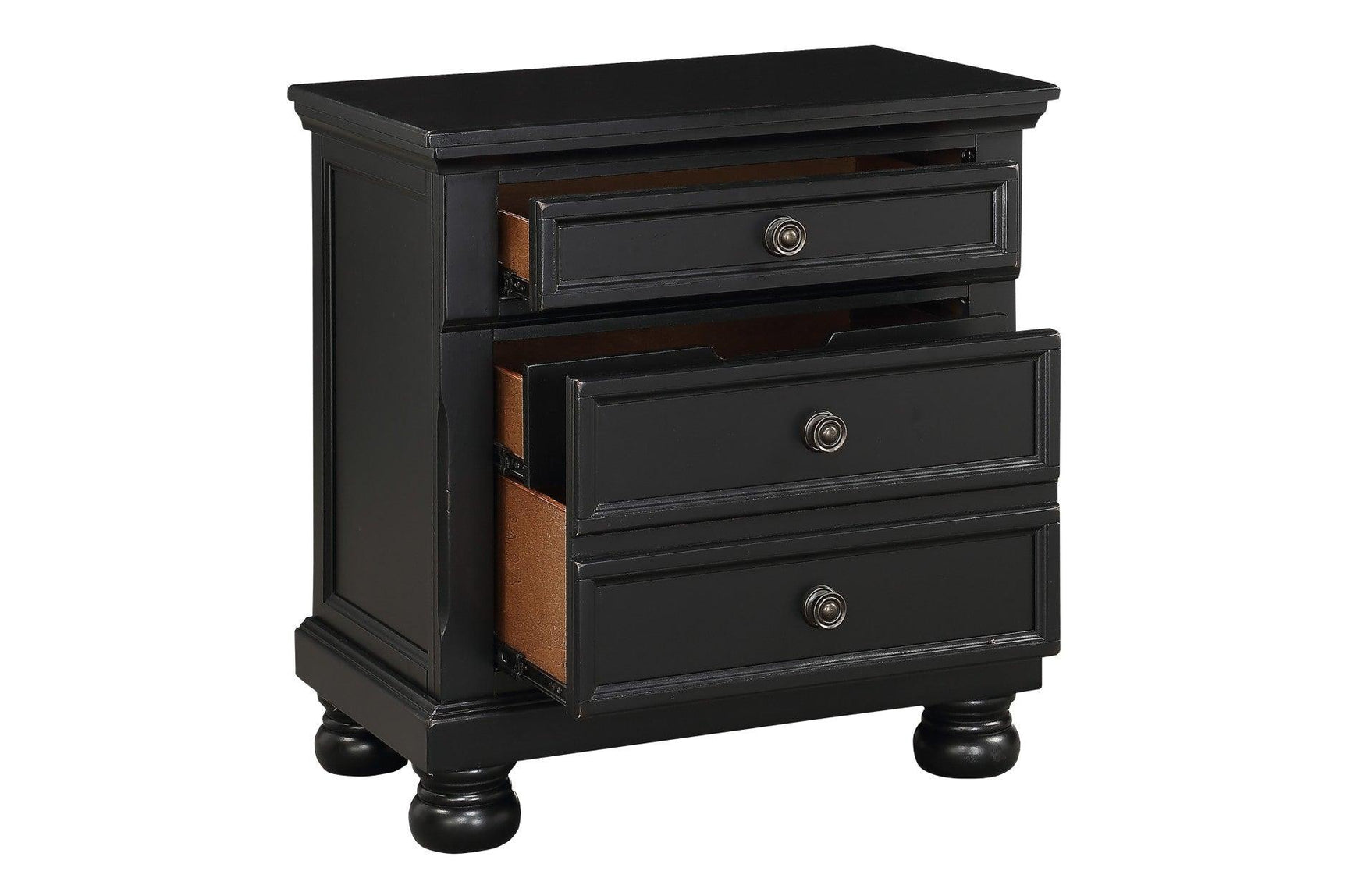 open drawer view of Laurelin Black Storage Bedroom Set chest