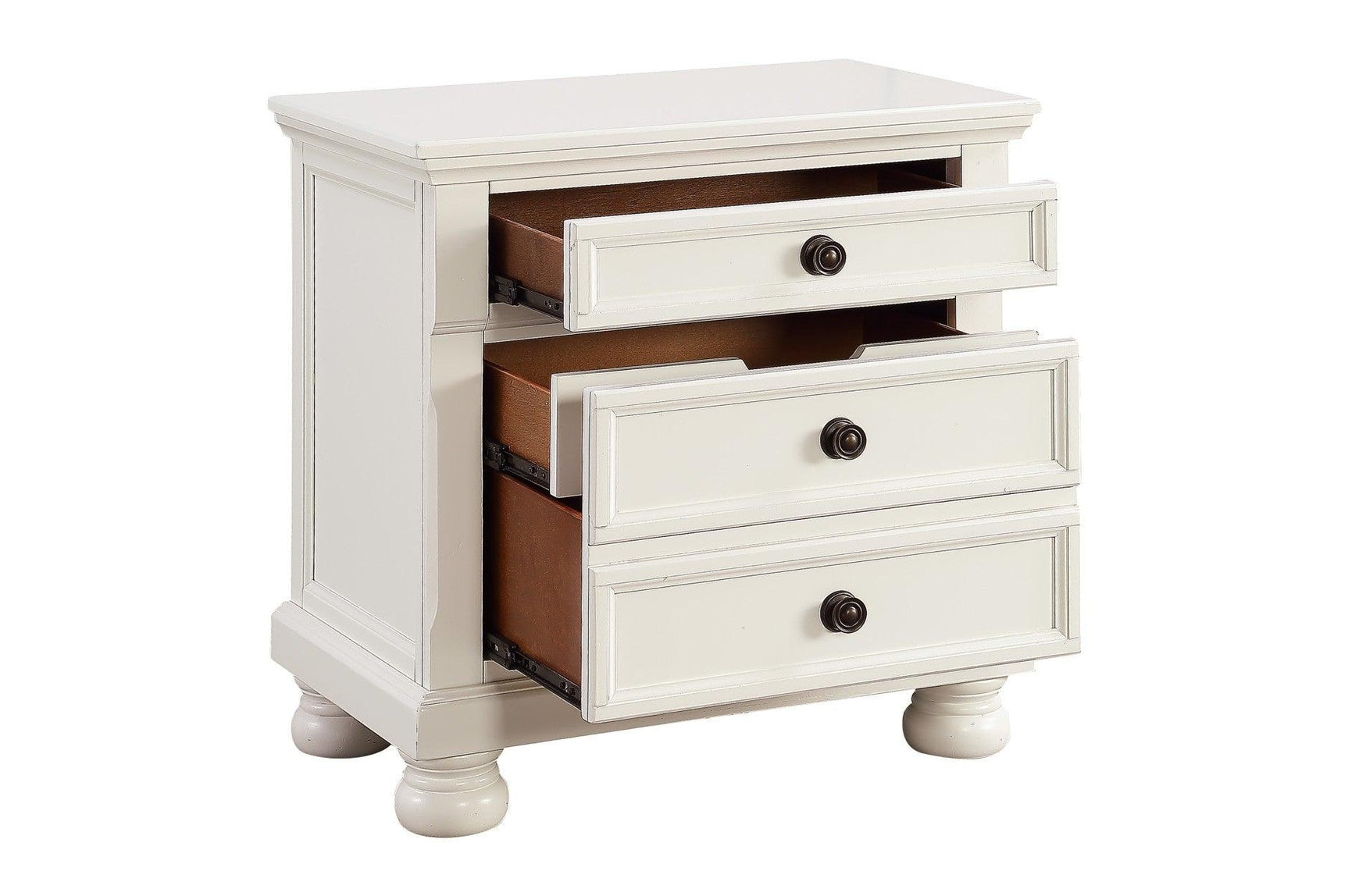 Open drawer storage detail on bed
