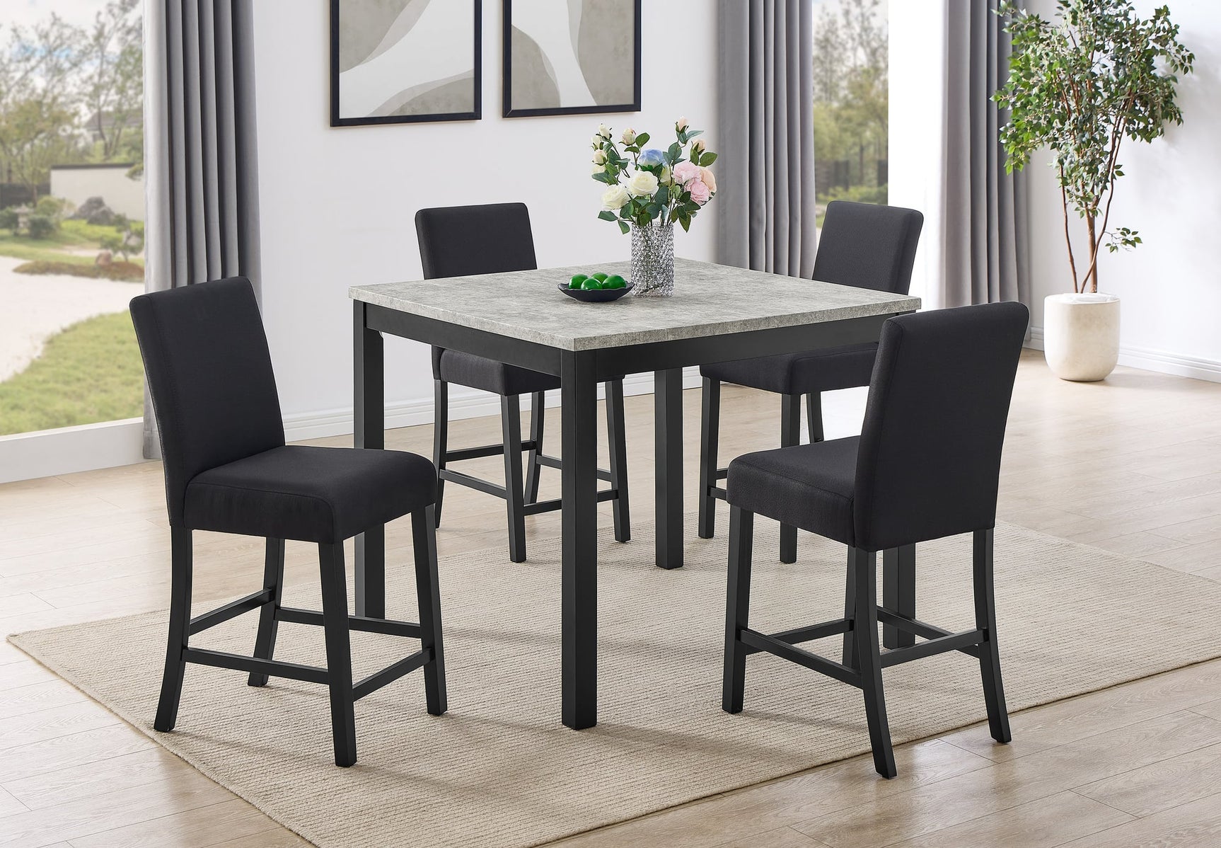 Lennon 5-Piece Concrete Counter Height Dining Set from Decor Furniture