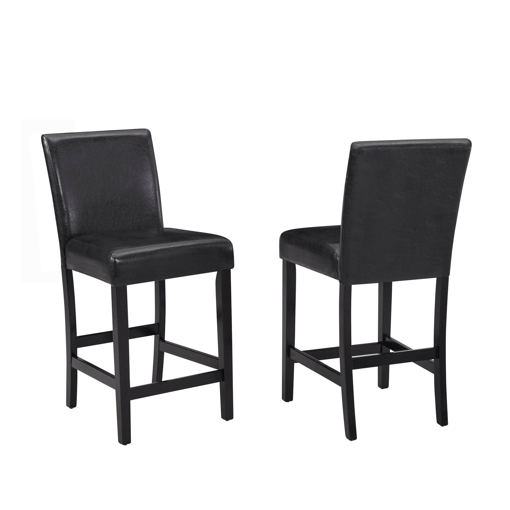 Detail view of Lennon black and white PU counter height dining set upholstery and table