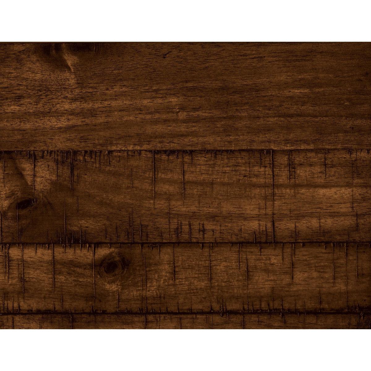 Holverson TV stand detailing of acacia veneer wood panel