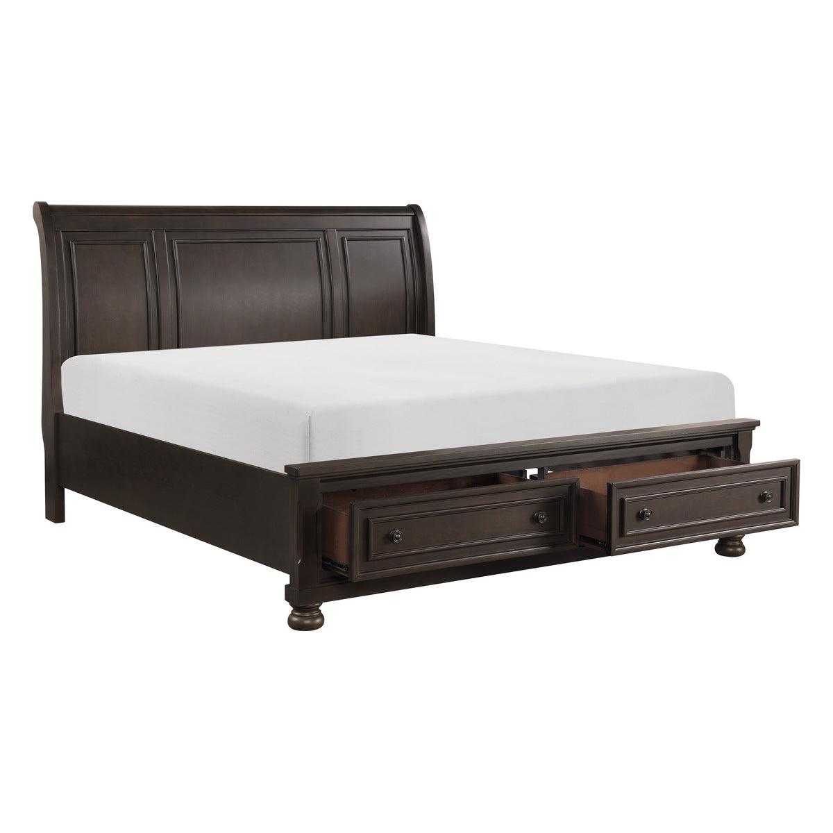 Open footboard storage drawers on Begonia Platform Bed