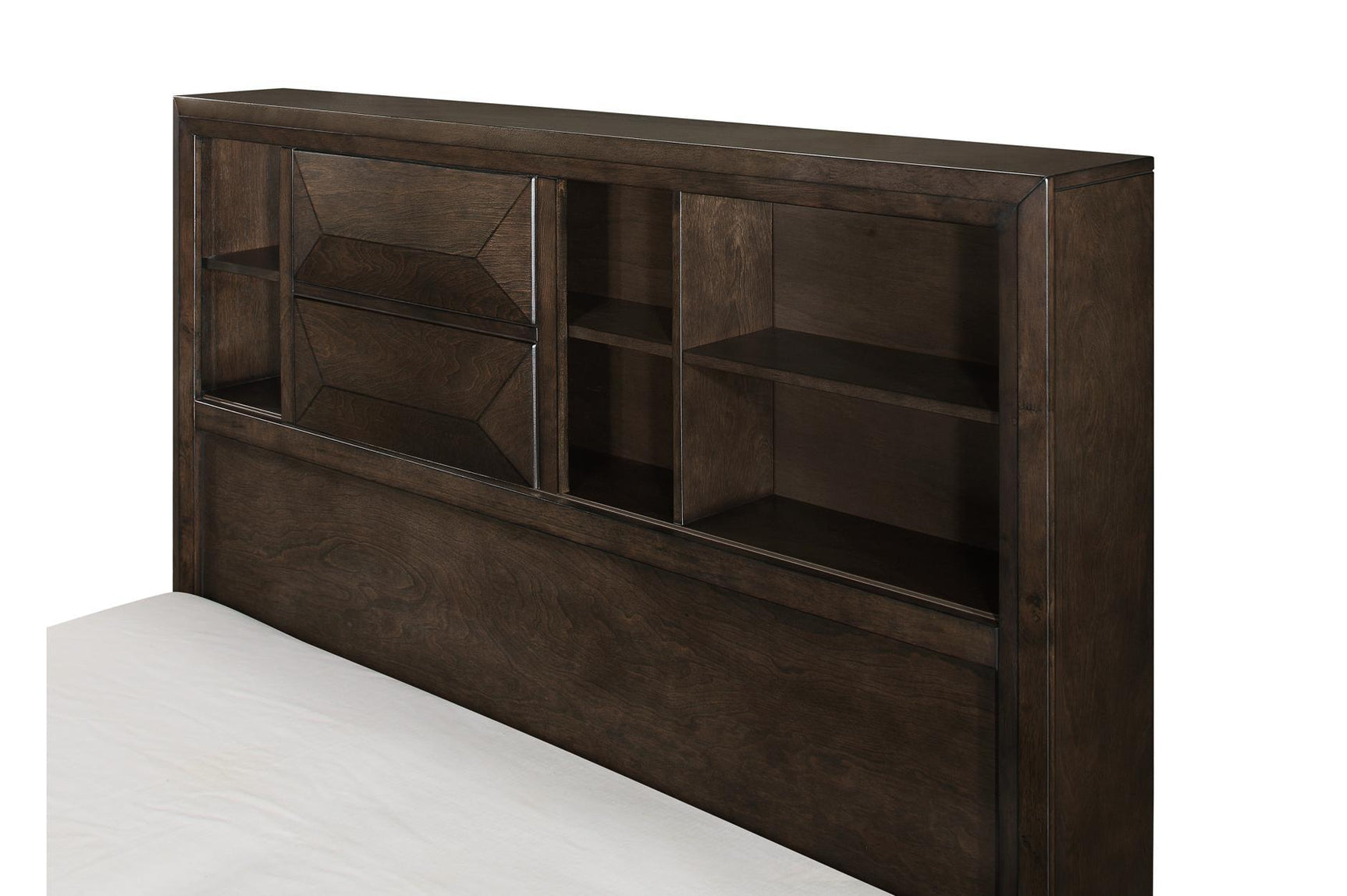 Chesky Espresso Storage Platform Bed headboard view