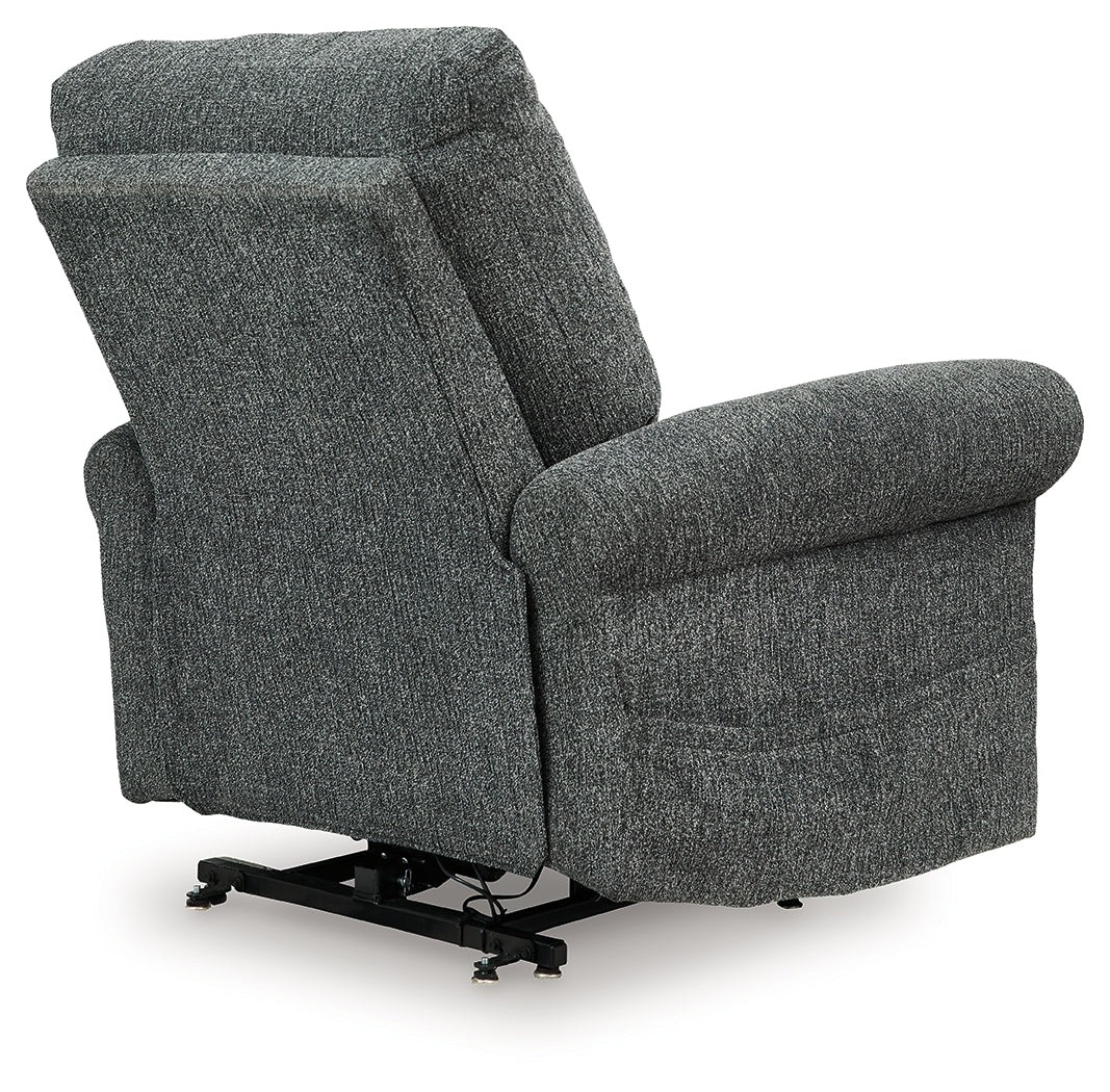 Back angle of Aureta Charcoal Power Lift Recliner