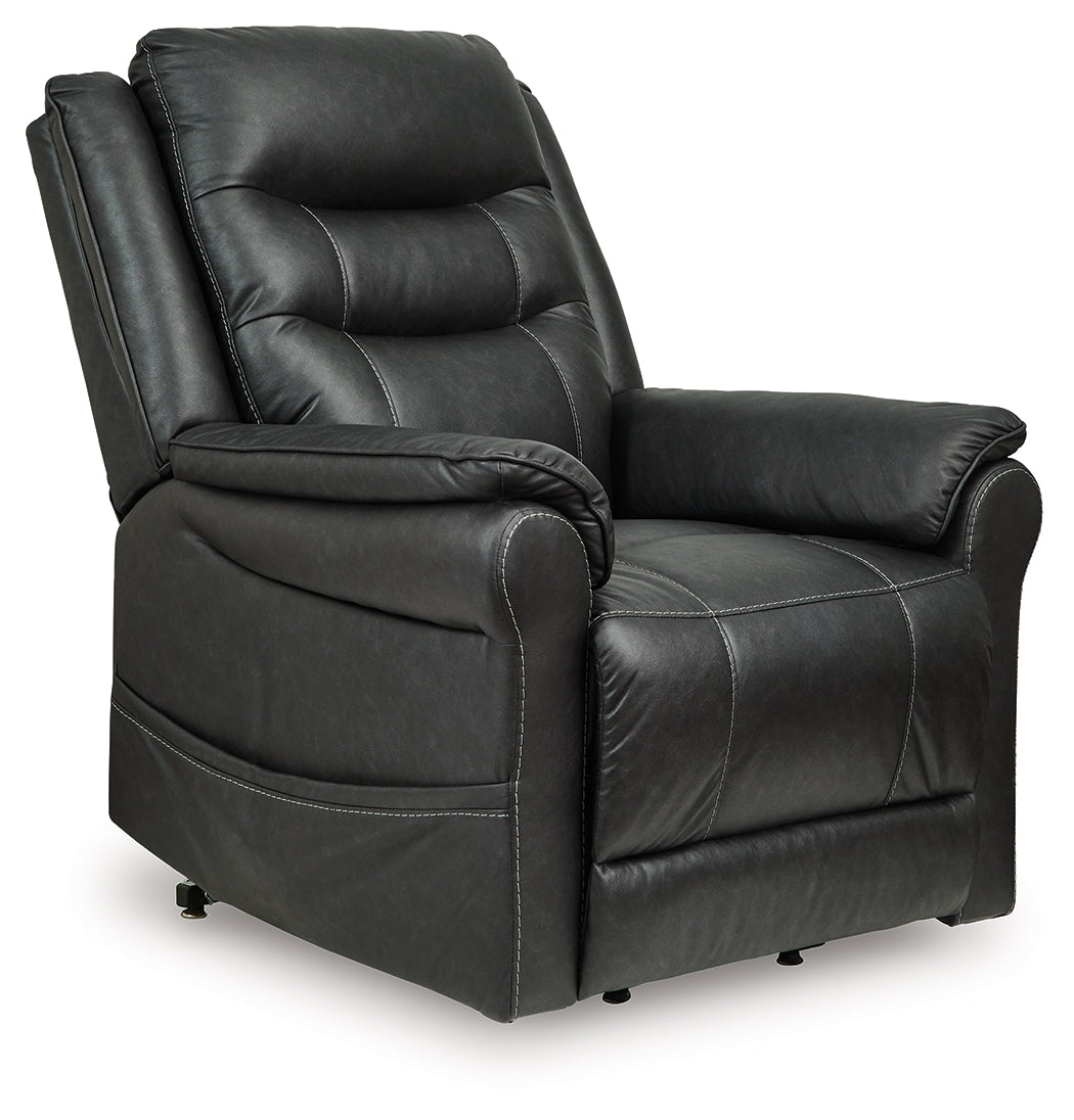 Oatman Carbon faux leather power lift recliner main view