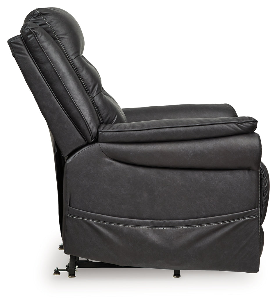 Side profile of Oatman Carbon power lift recliner