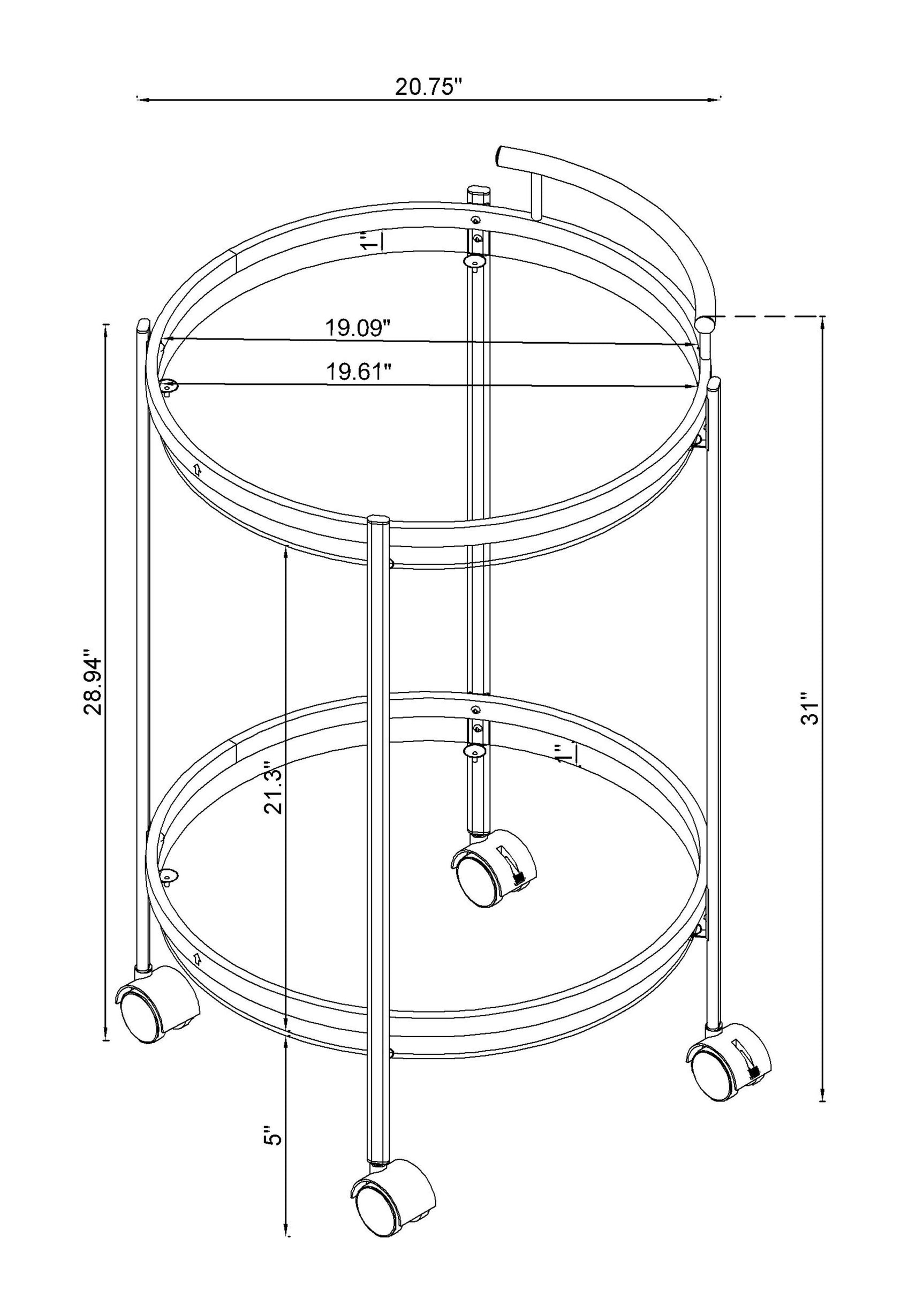 Chrissy Round Glass Bar Cart Brass - Ella Furniture