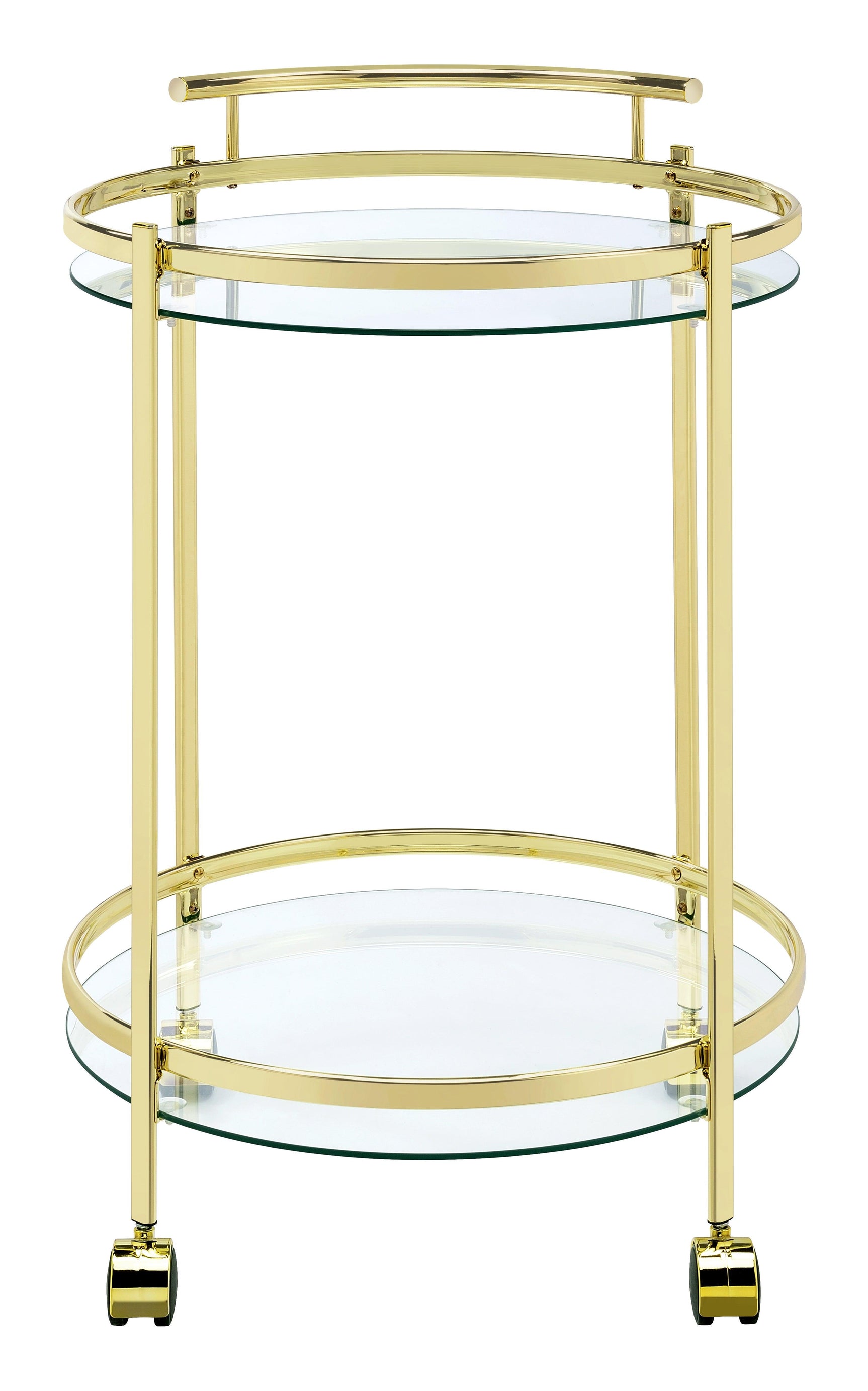Chrissy Round Glass Bar Cart Brass - Ella Furniture