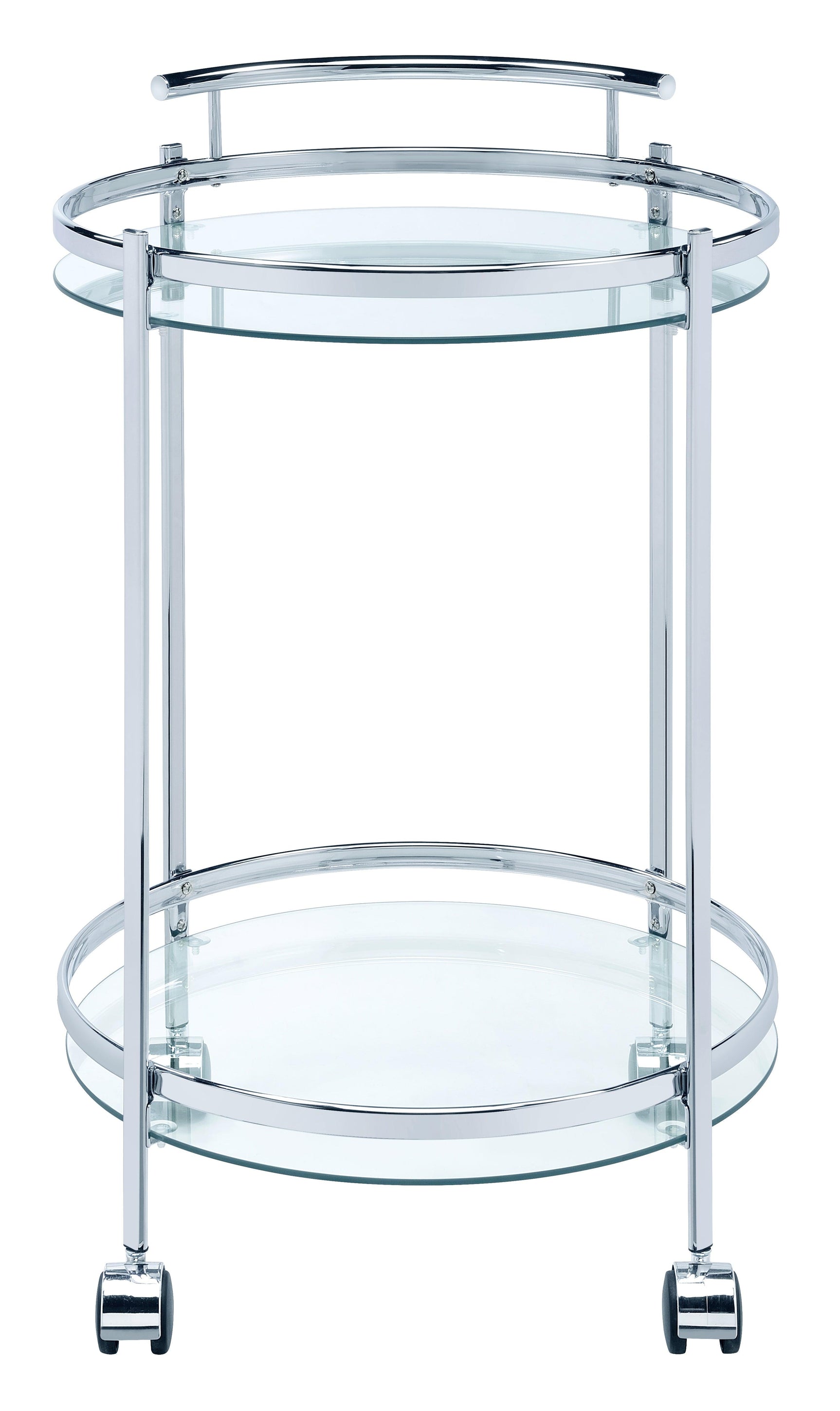 Chrissy Round Glass Bar Cart Chrome - Ella Furniture