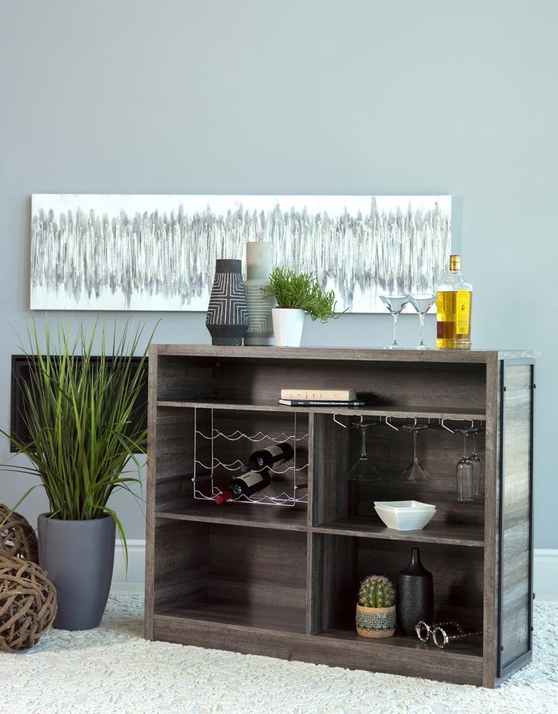 Joe 5-Shelf Bar Unit in Aged Oak front view