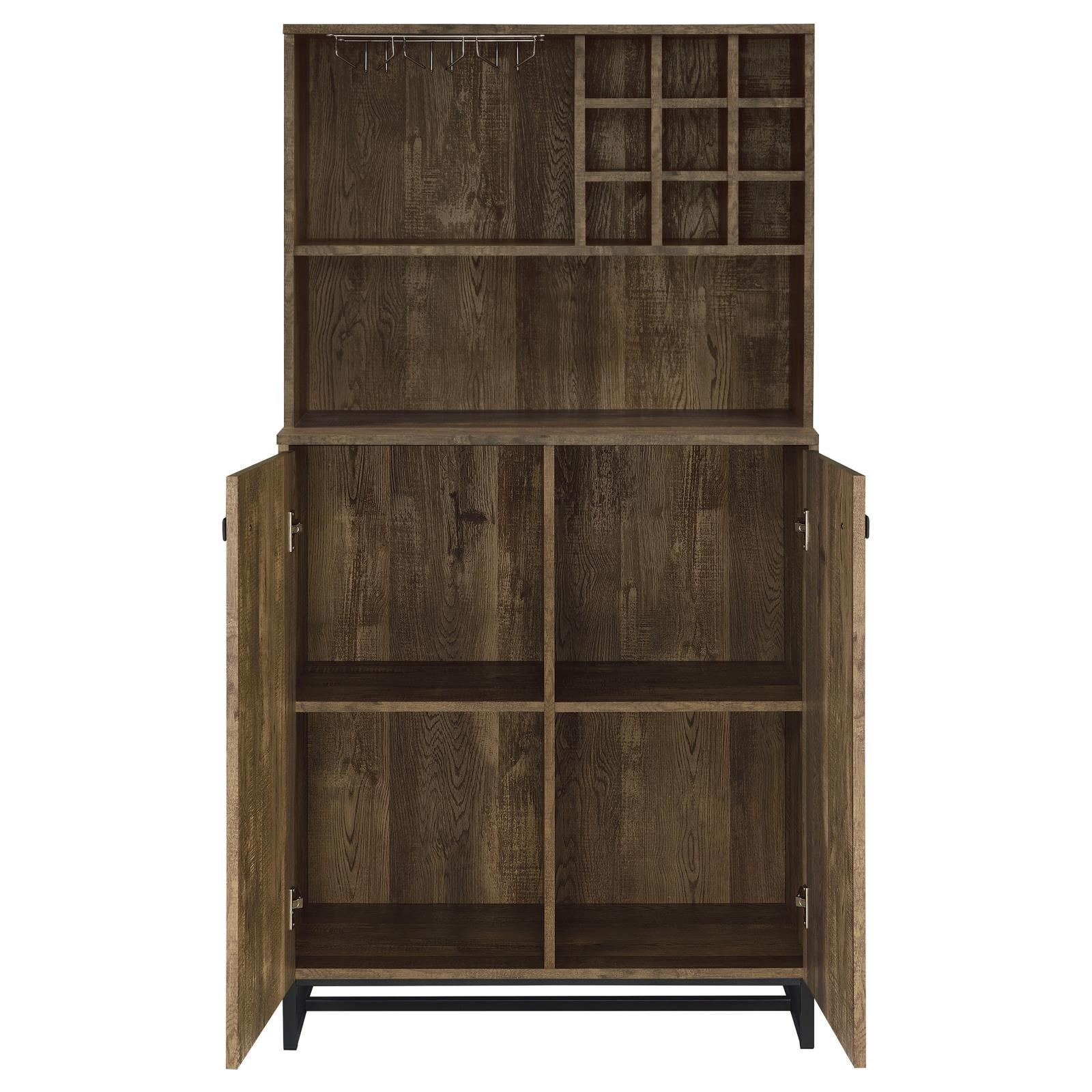 Stemware rack with hanging wine glasses