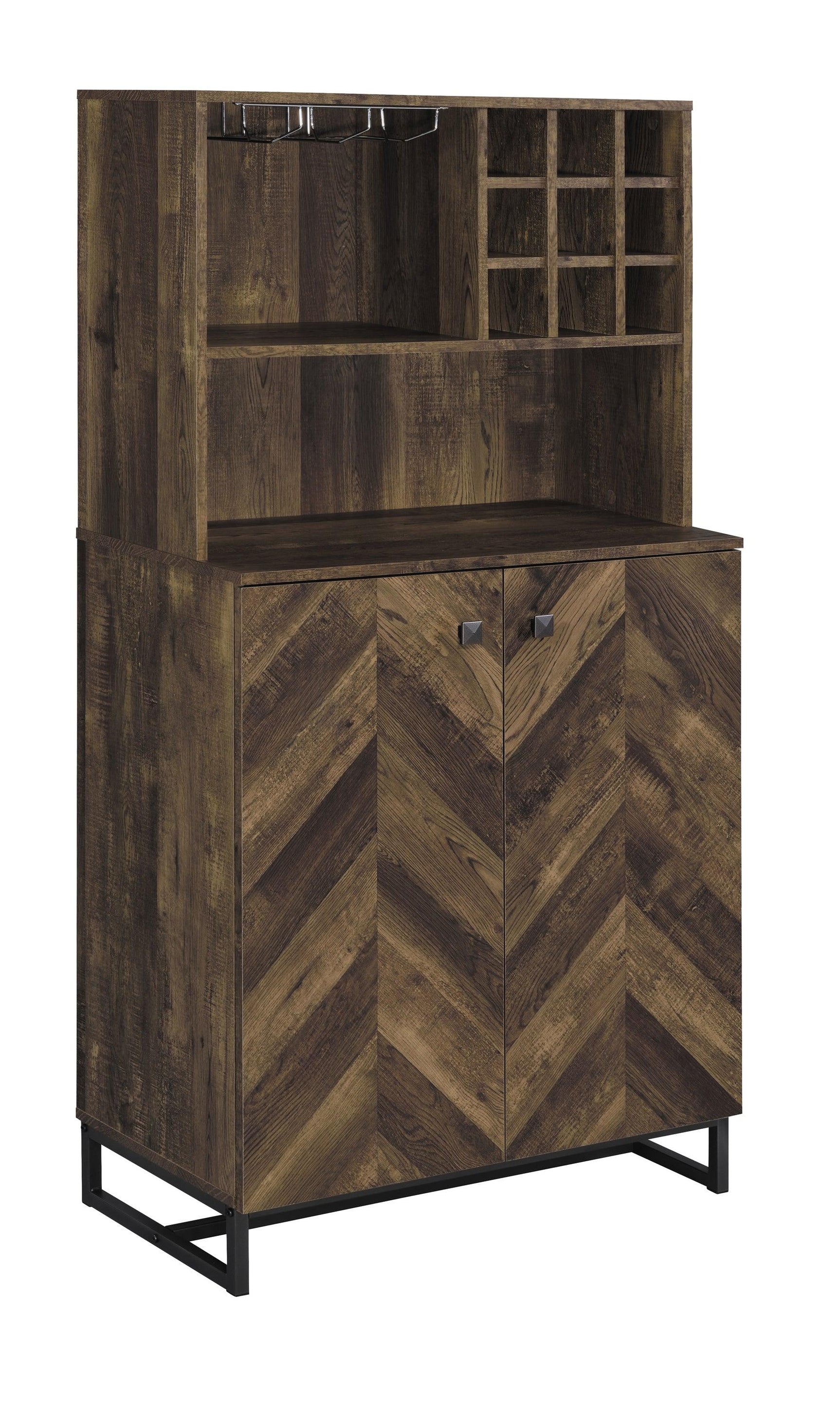Mendoza Wine Cabinet open doors showing compartments