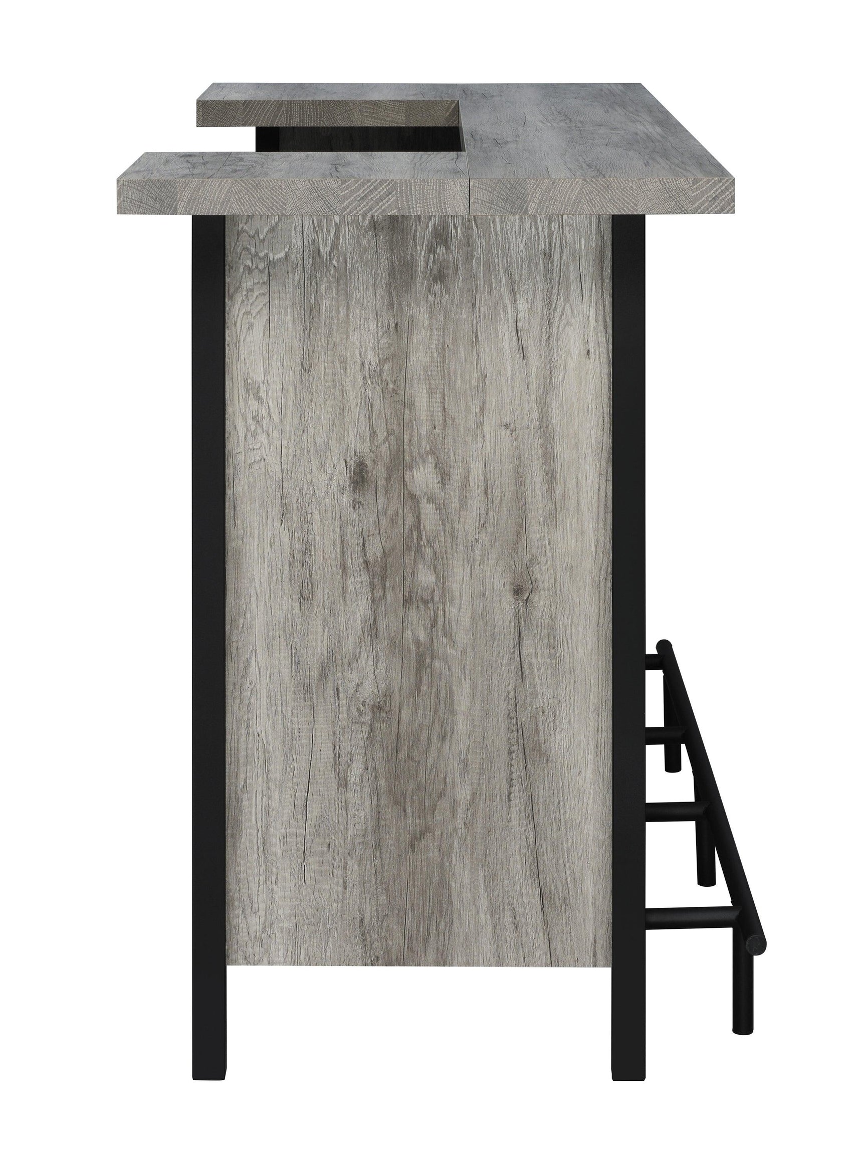 Bellemore bar unit open shelves and compartments overview