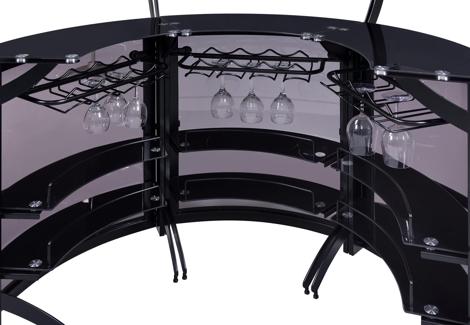 Black and smoke glass Bar Unit set assembled in room