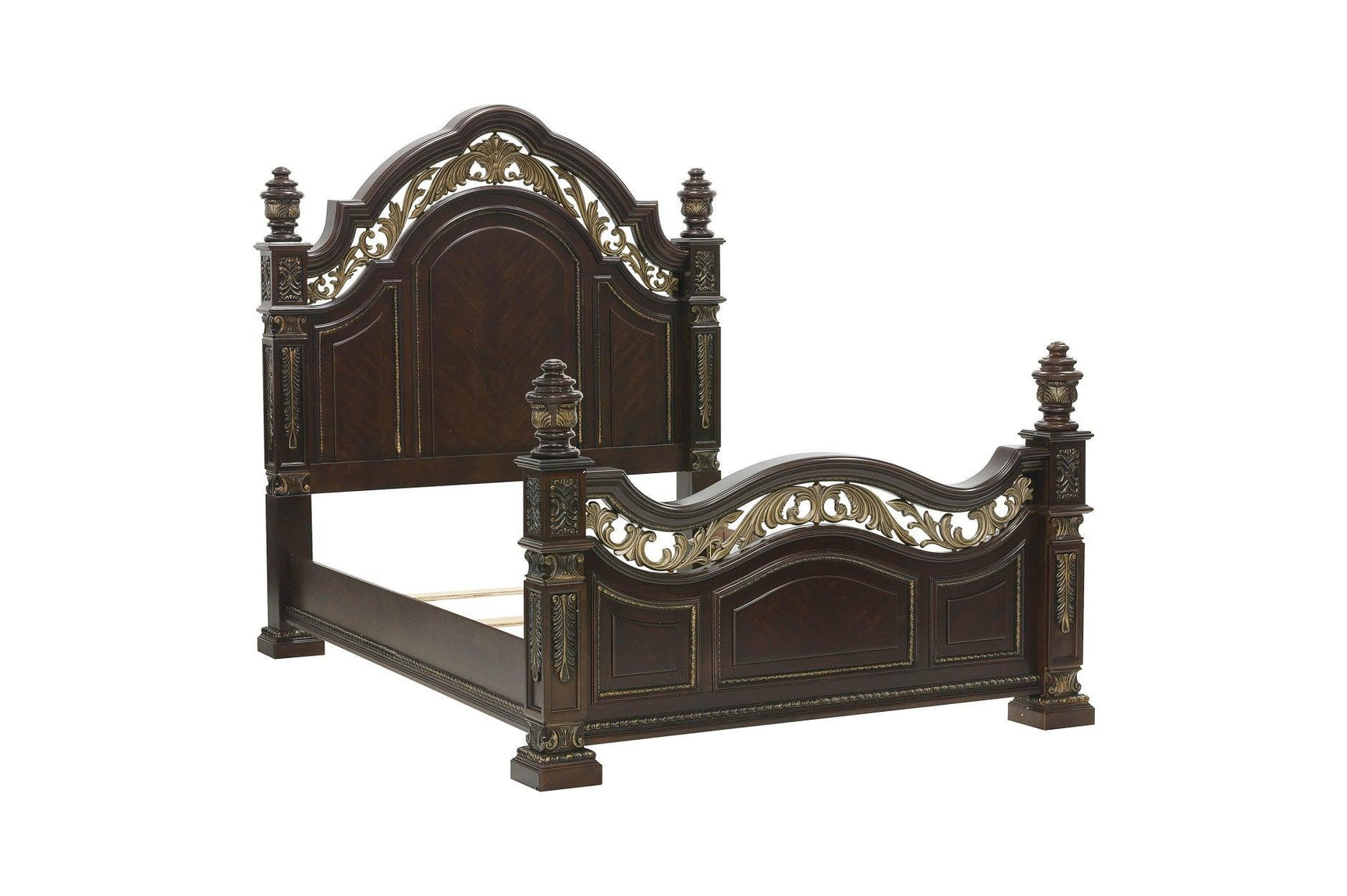 bedroom view of Catalonia Dark Bronze Panel Bedroom Set bed