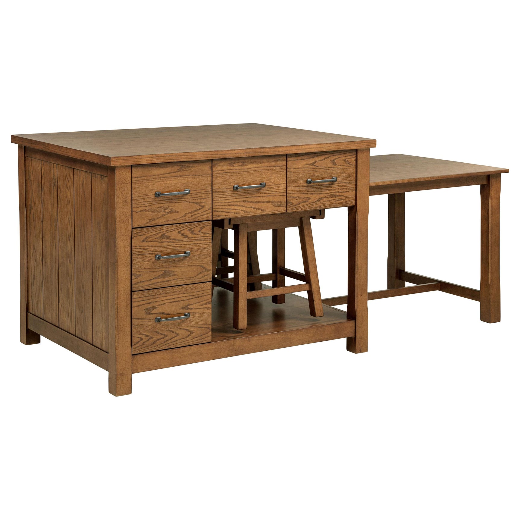 Dark oak kitchen island side view